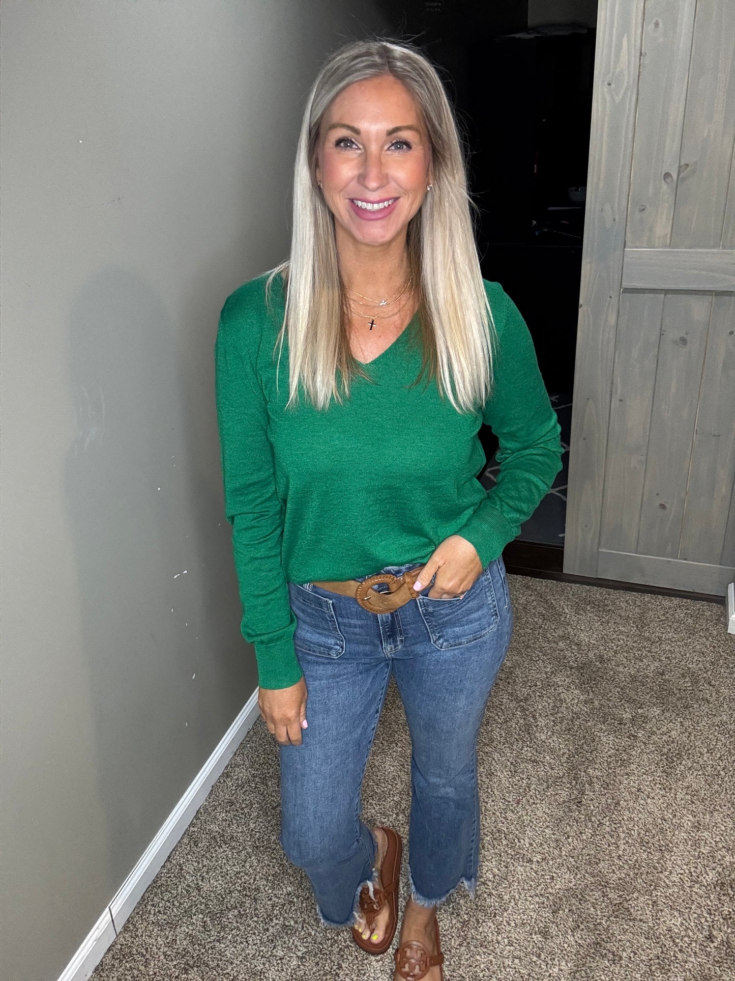 Green V-Neck Sweater