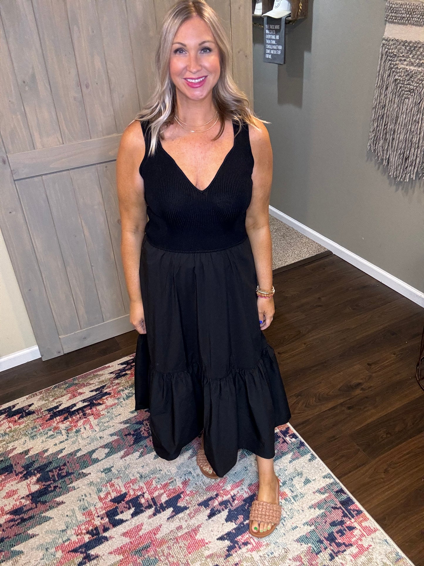 Black Summer Sweater Tank Maxi Dress