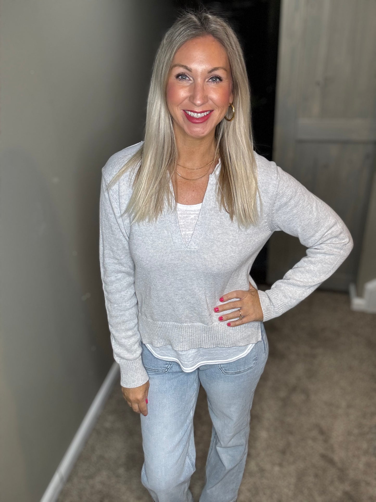 Light Grey Sweater Top