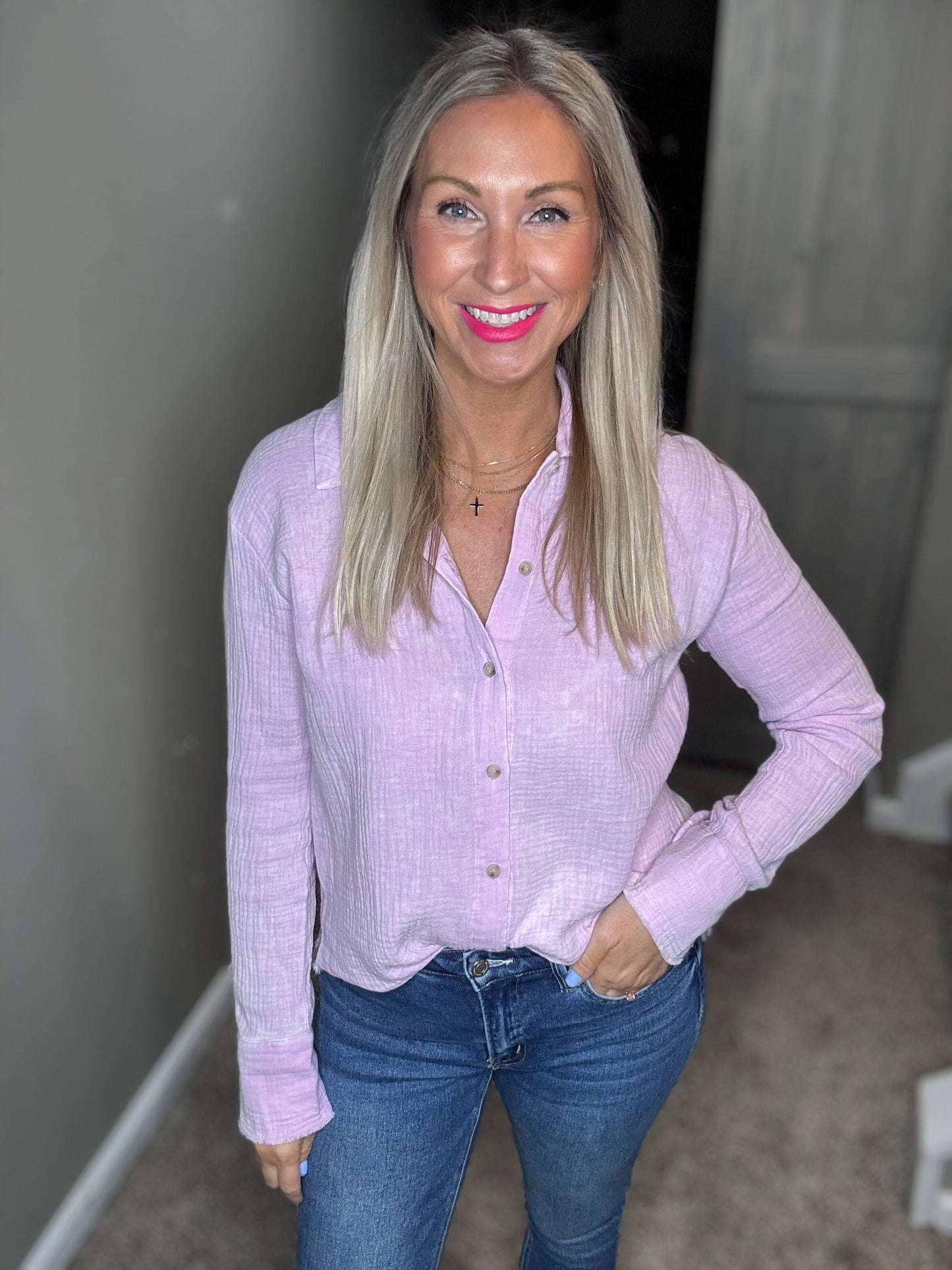 Lavender Gauze Top