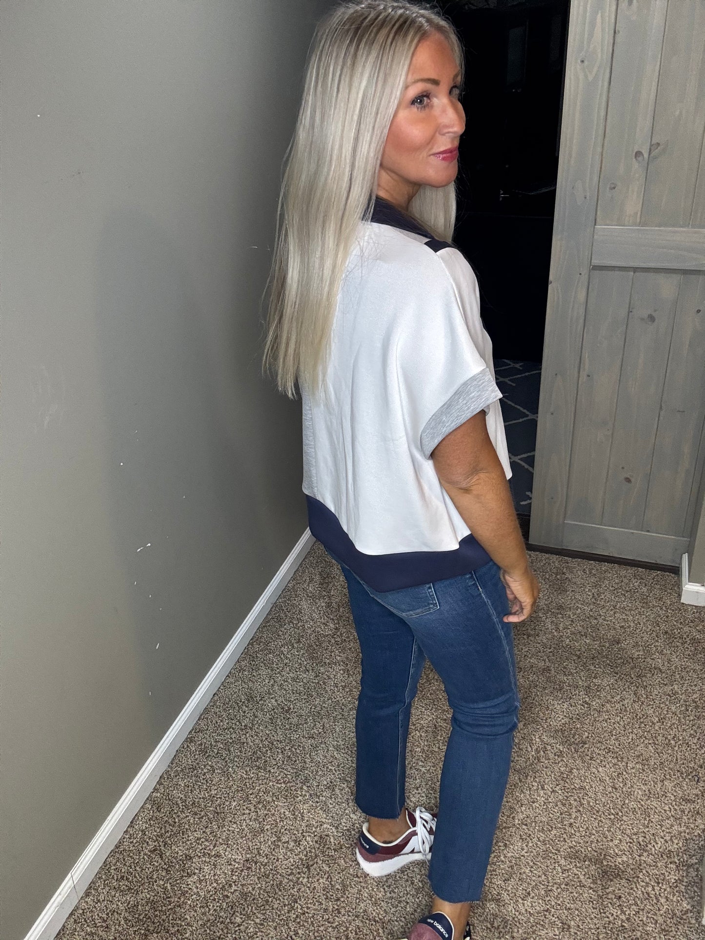 Navy Grey Short Sleeve 1/2 Zip
