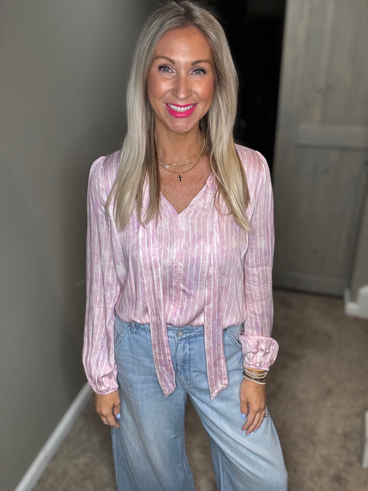 Blush Tie Neck Top
