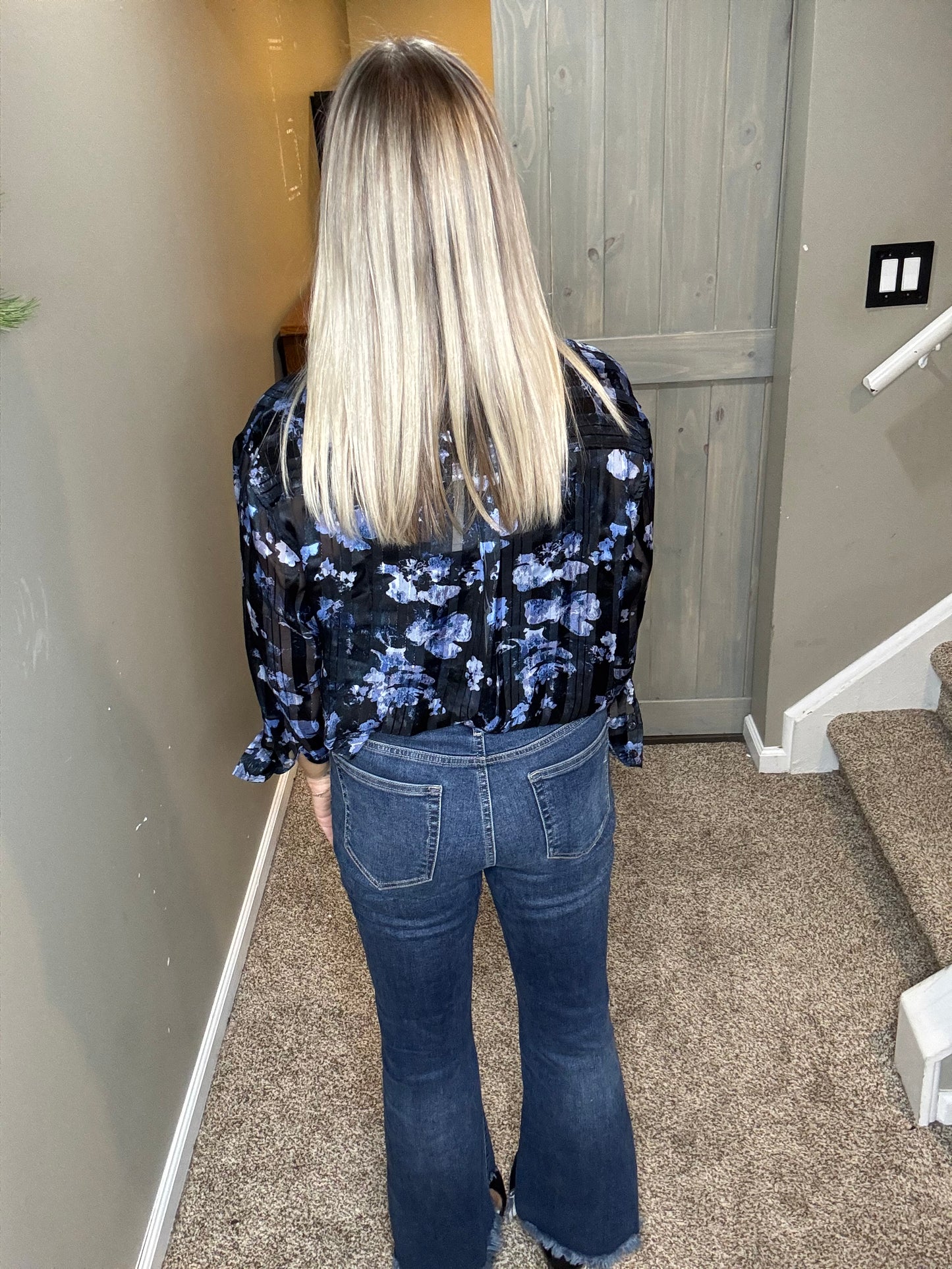 Blue Sparkle Floral Top