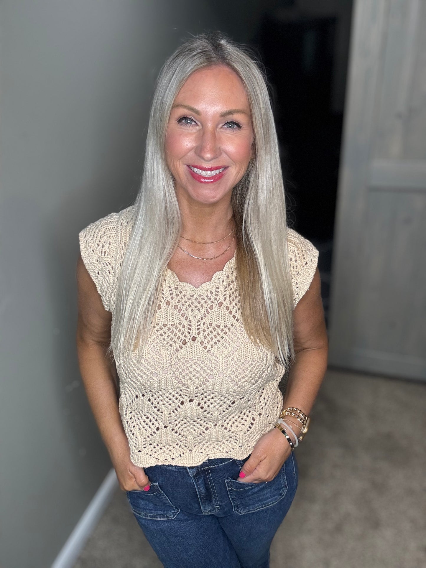 Sand Cap Sleeve Crochet Top