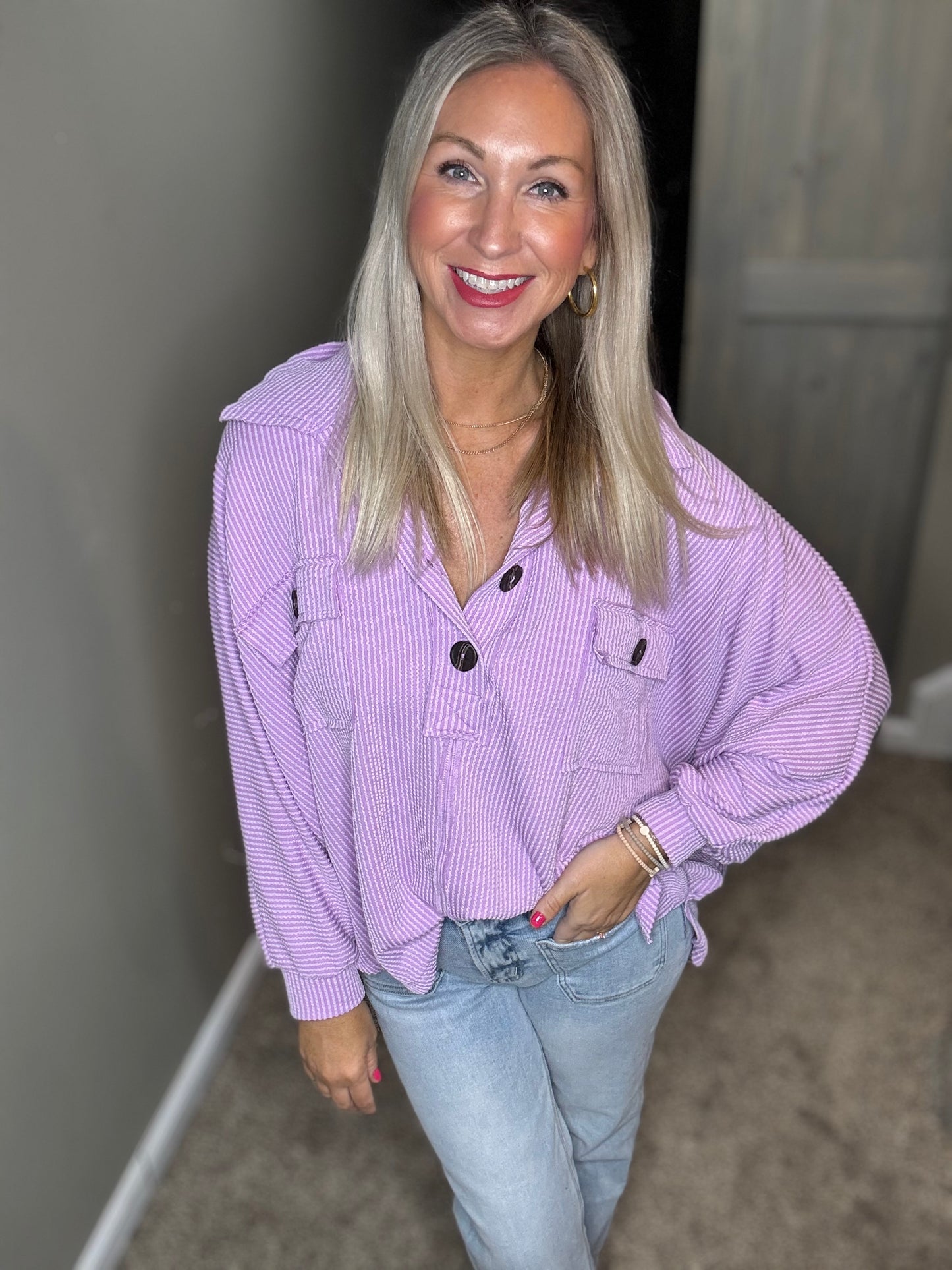 Lavender Collar Top