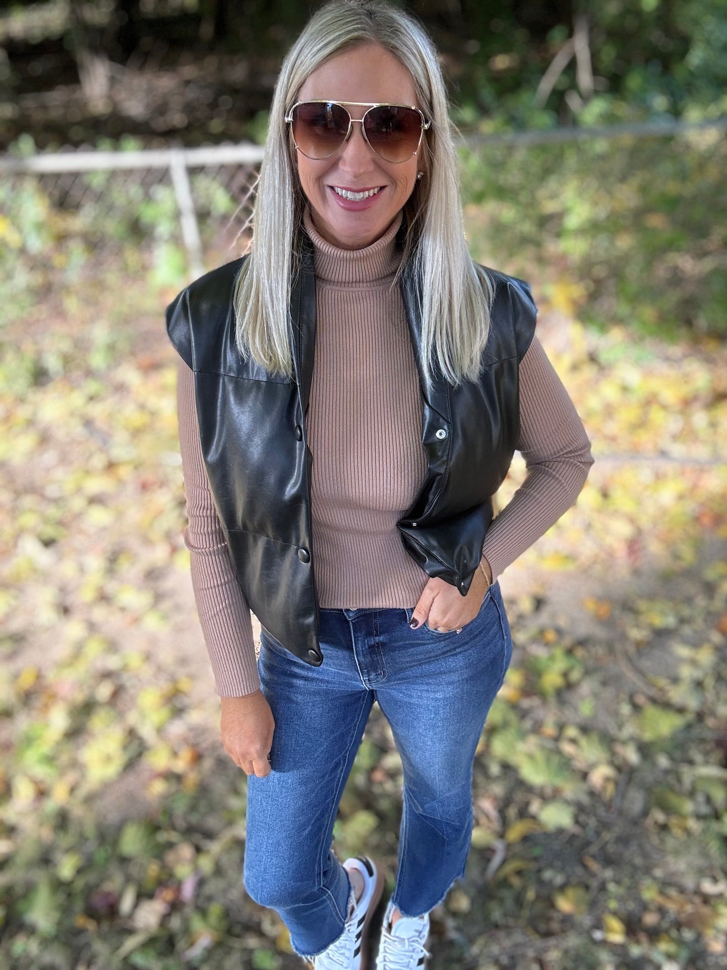 Black Faux Leather Vest