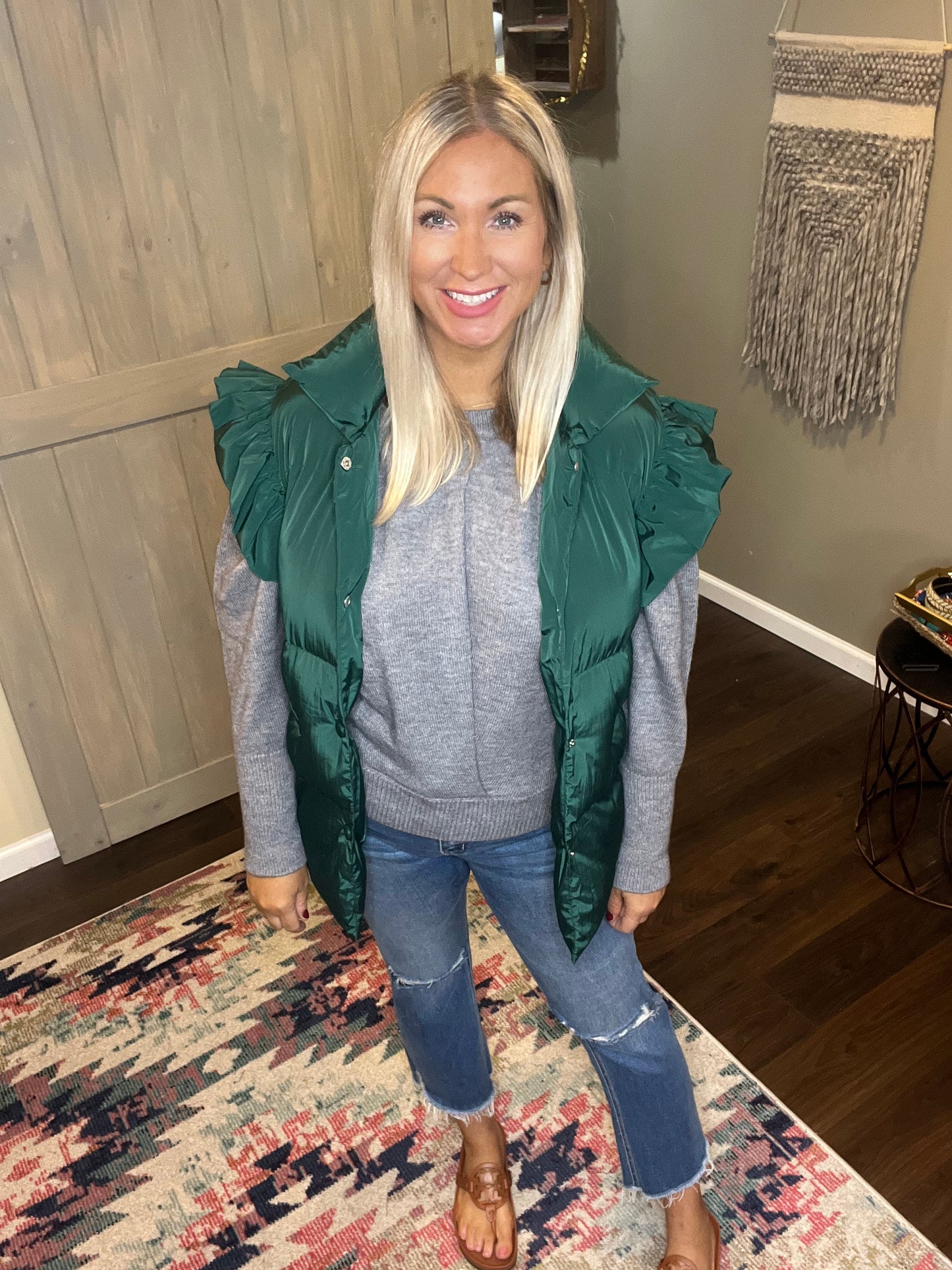 Ruffle Sleeve Puffy Vest