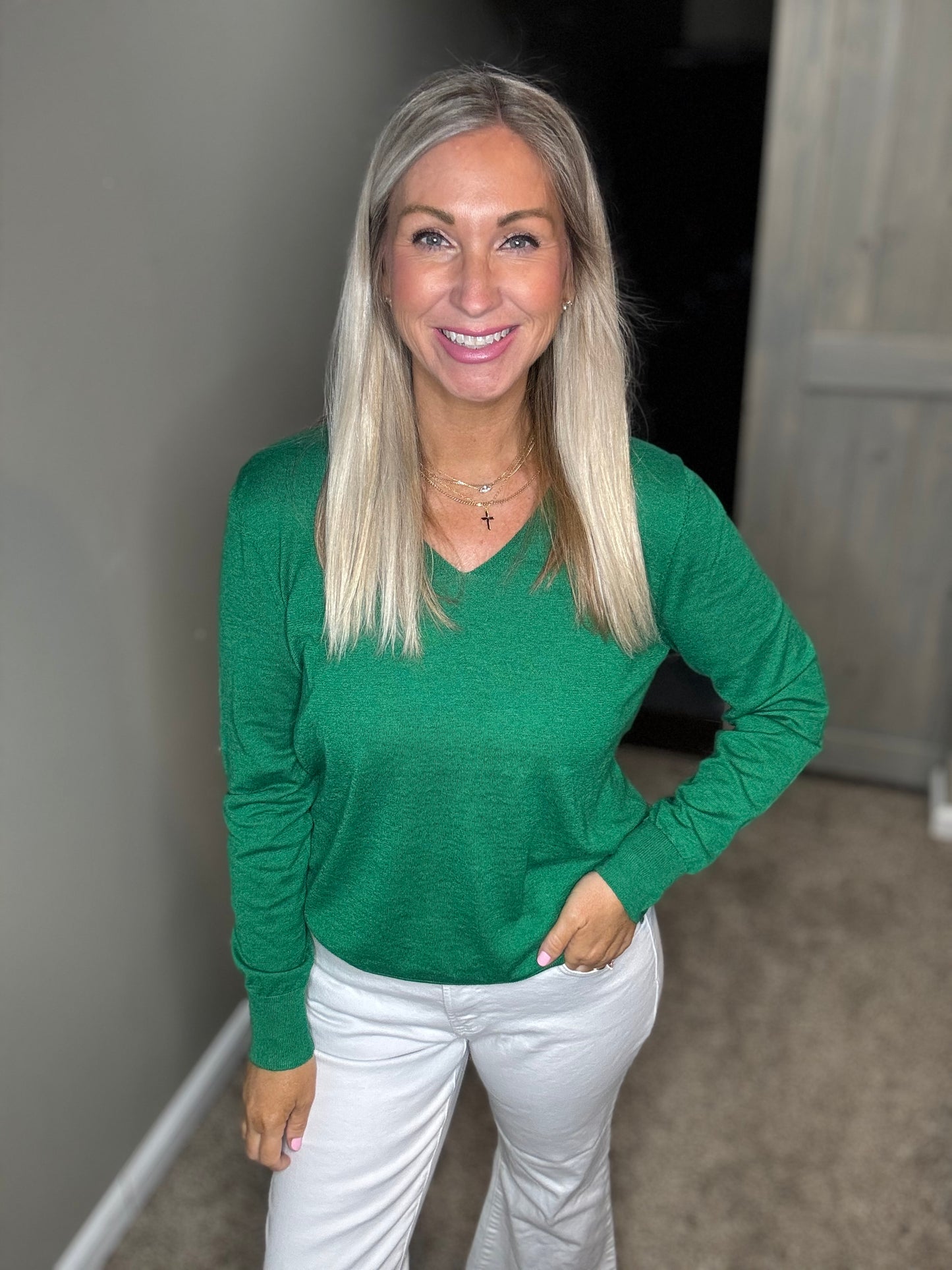 Green V-Neck Sweater