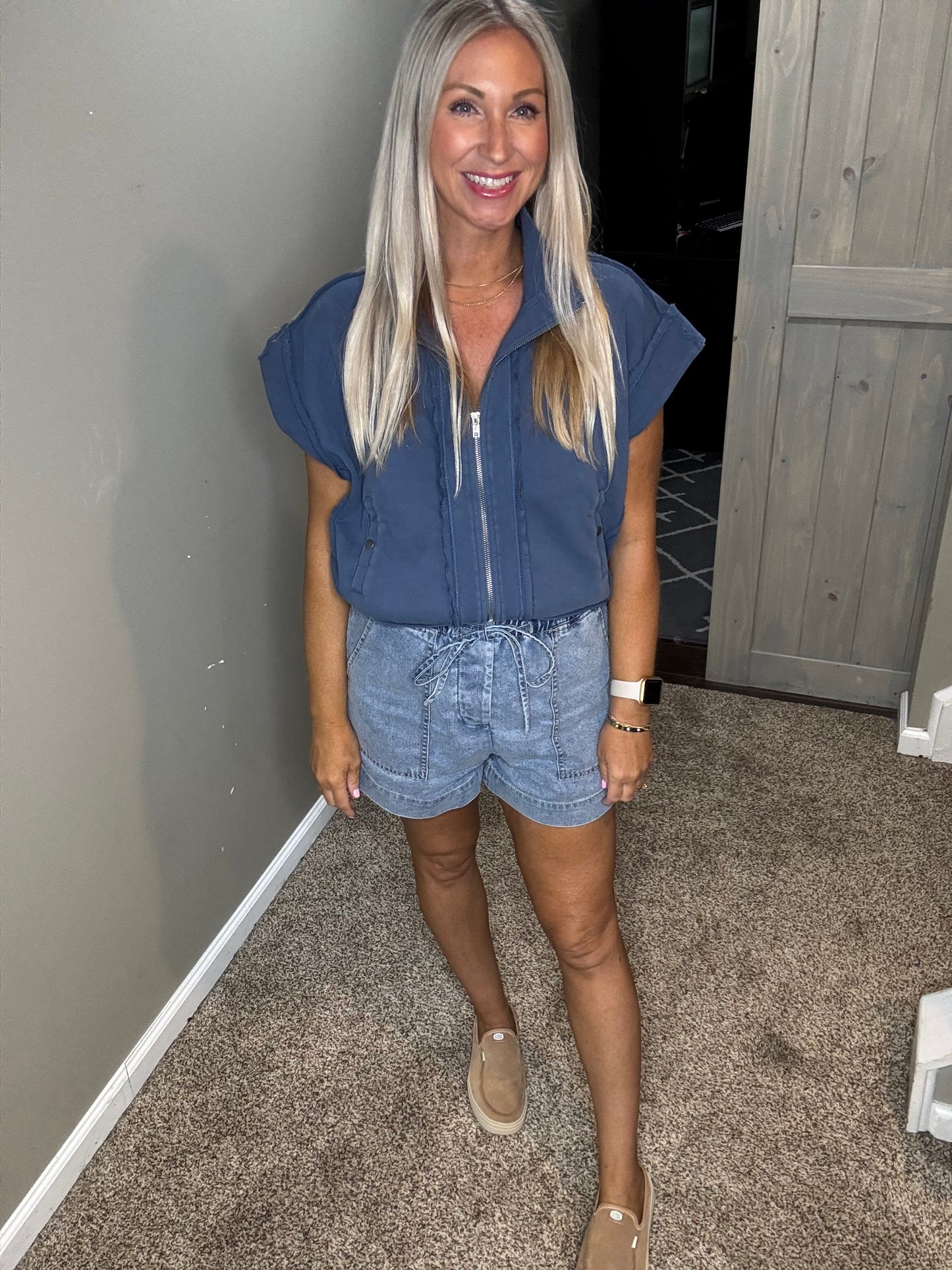 Blue Zipper Top