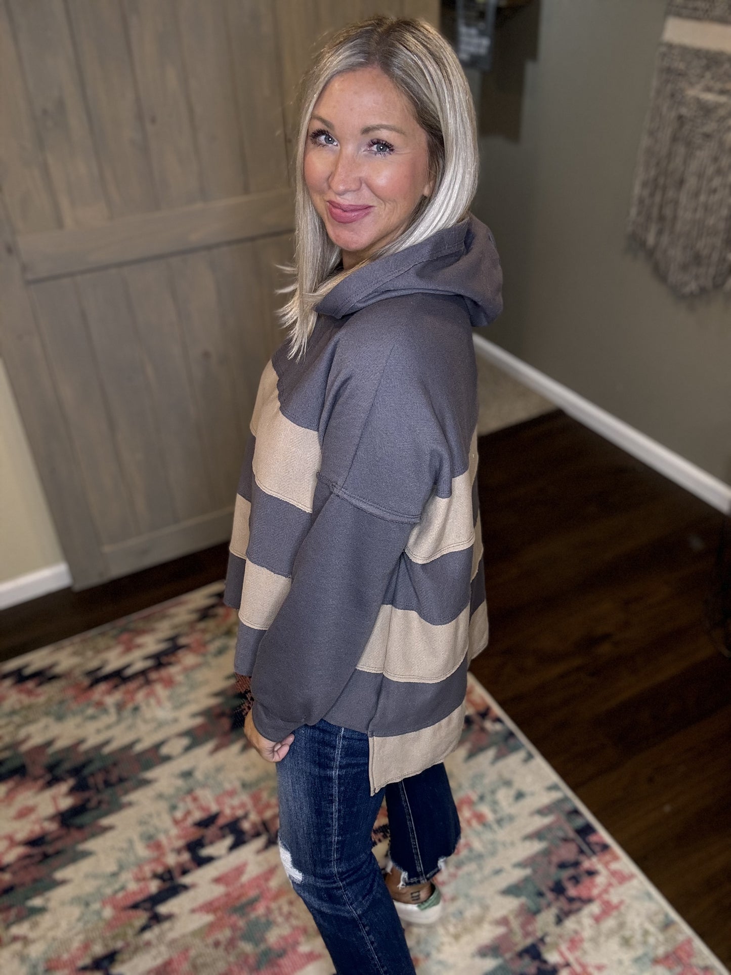 Striped French Terry Hoodie