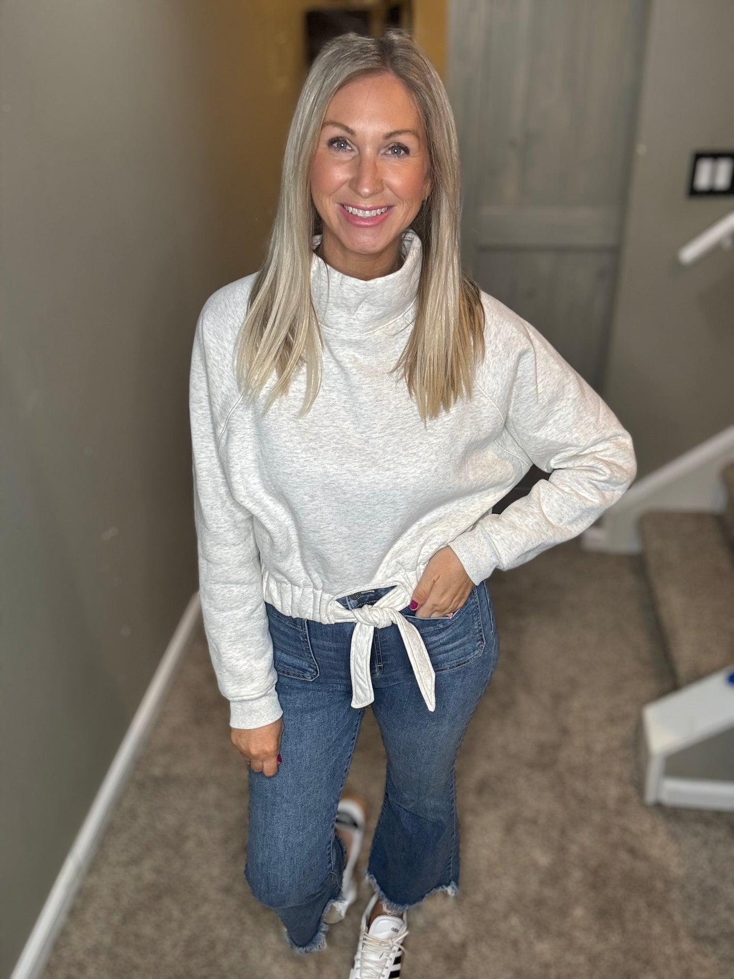 Tie Front Sweatshirt