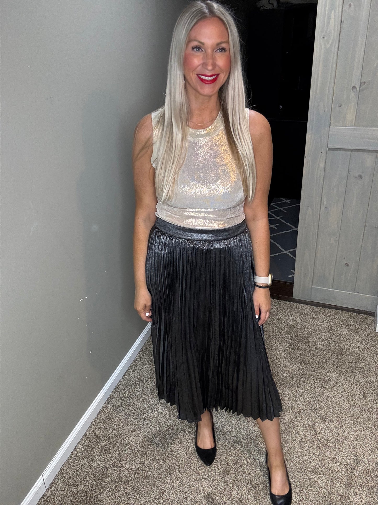 Metallic Midi Skirt