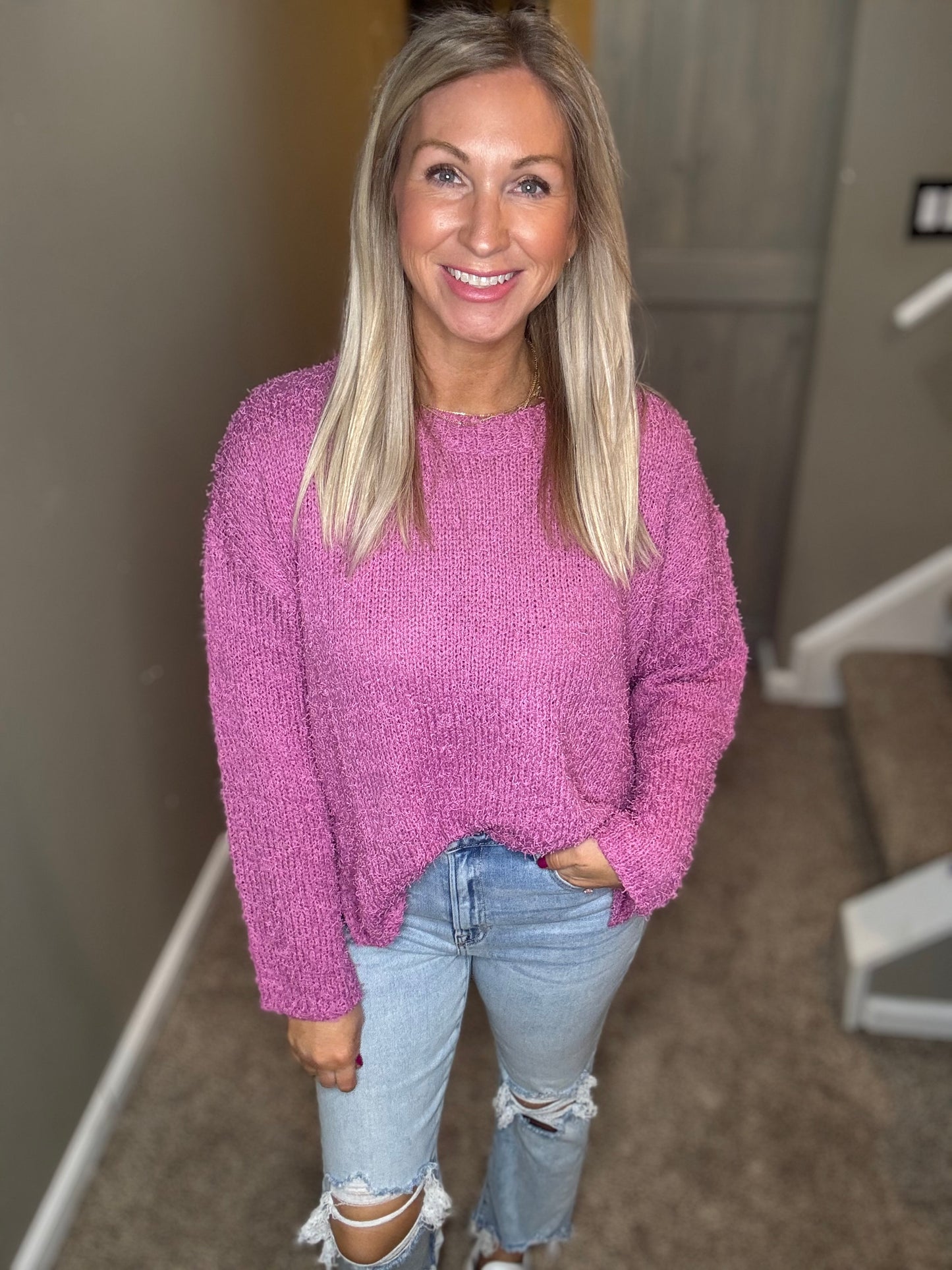 Orchid Boucle Sweater