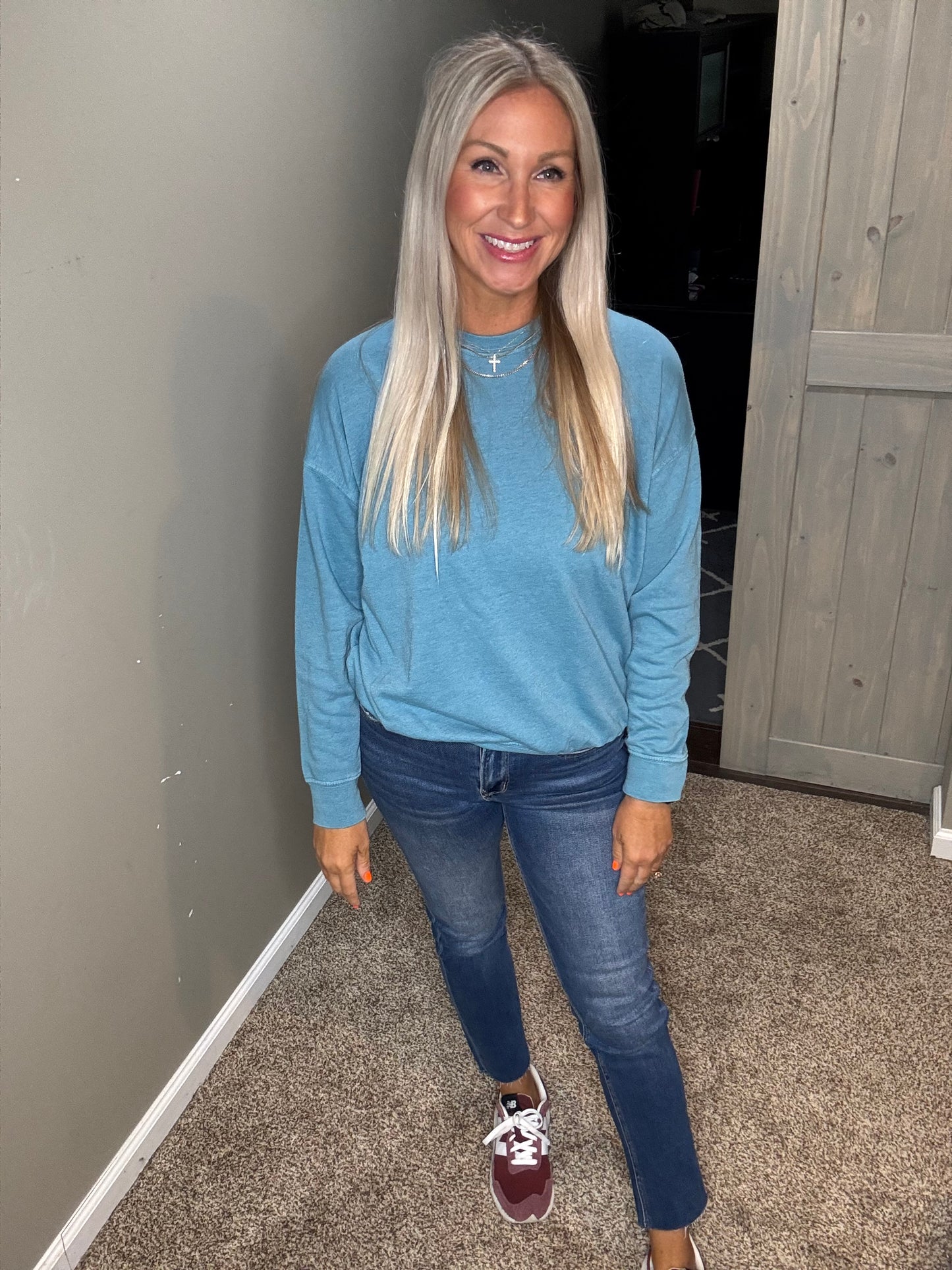 Teal Mineral Wash Sweatshirt