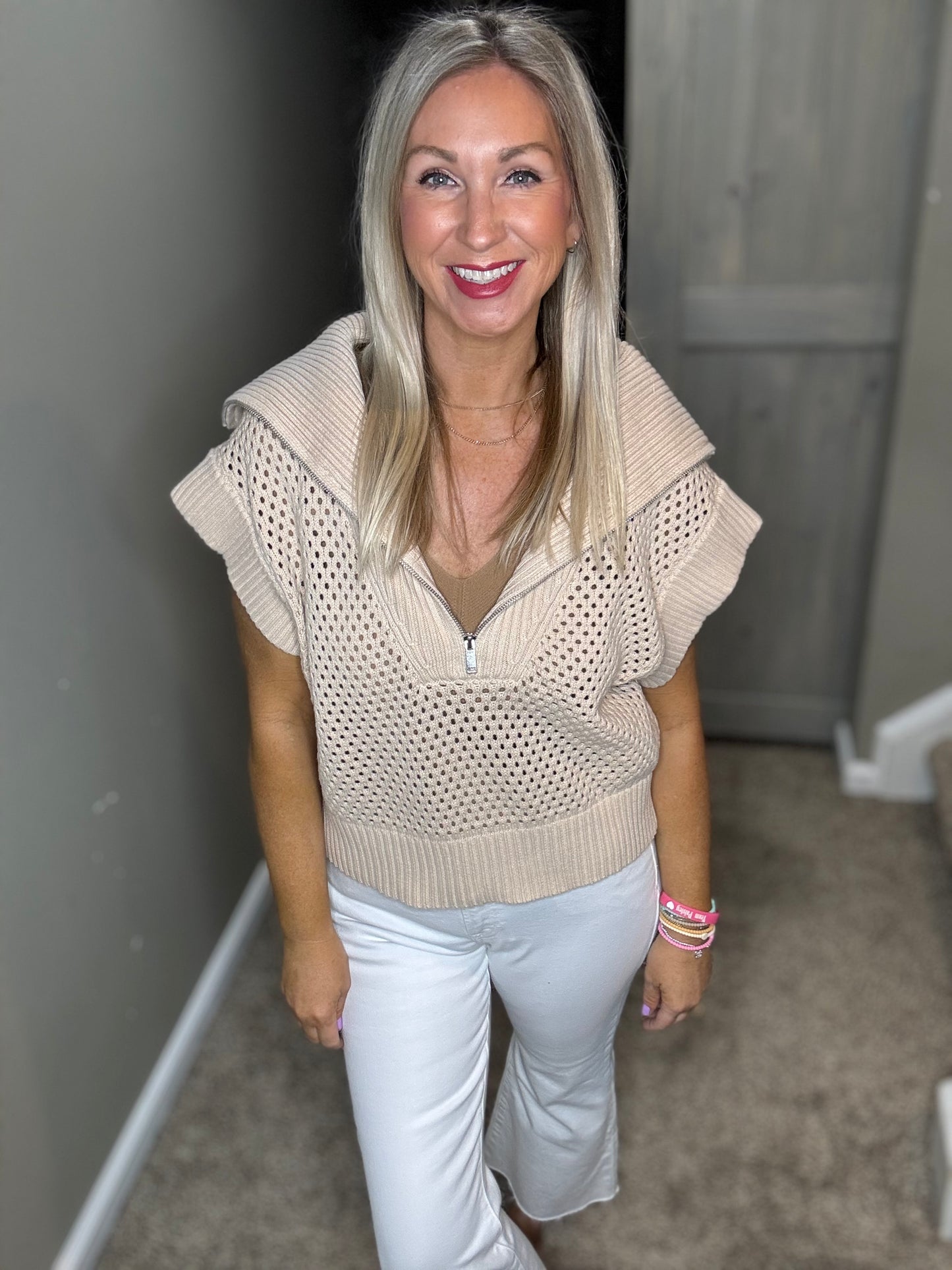 Sand 1/2 Zip Sweater