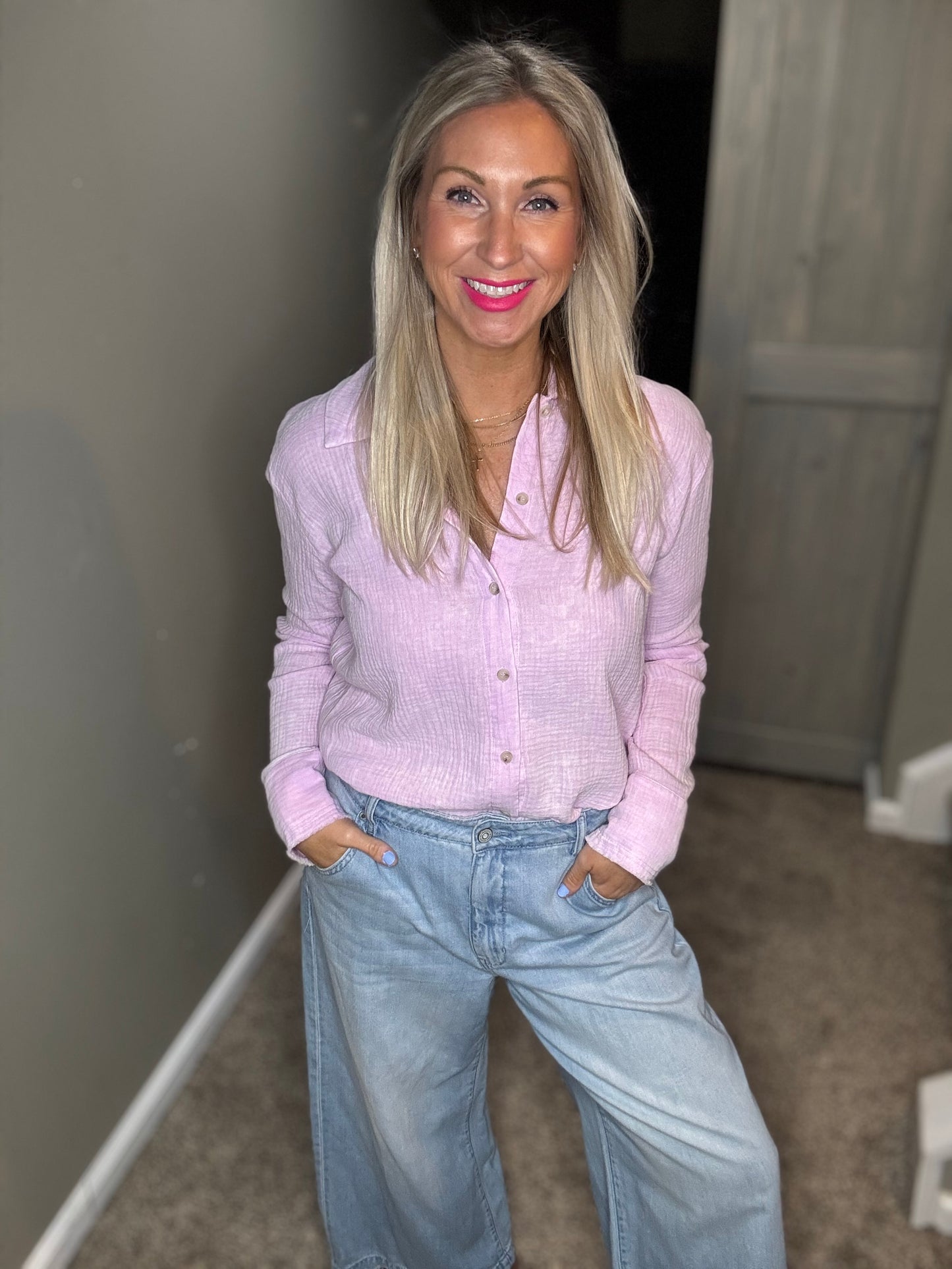 Lavender Gauze Top