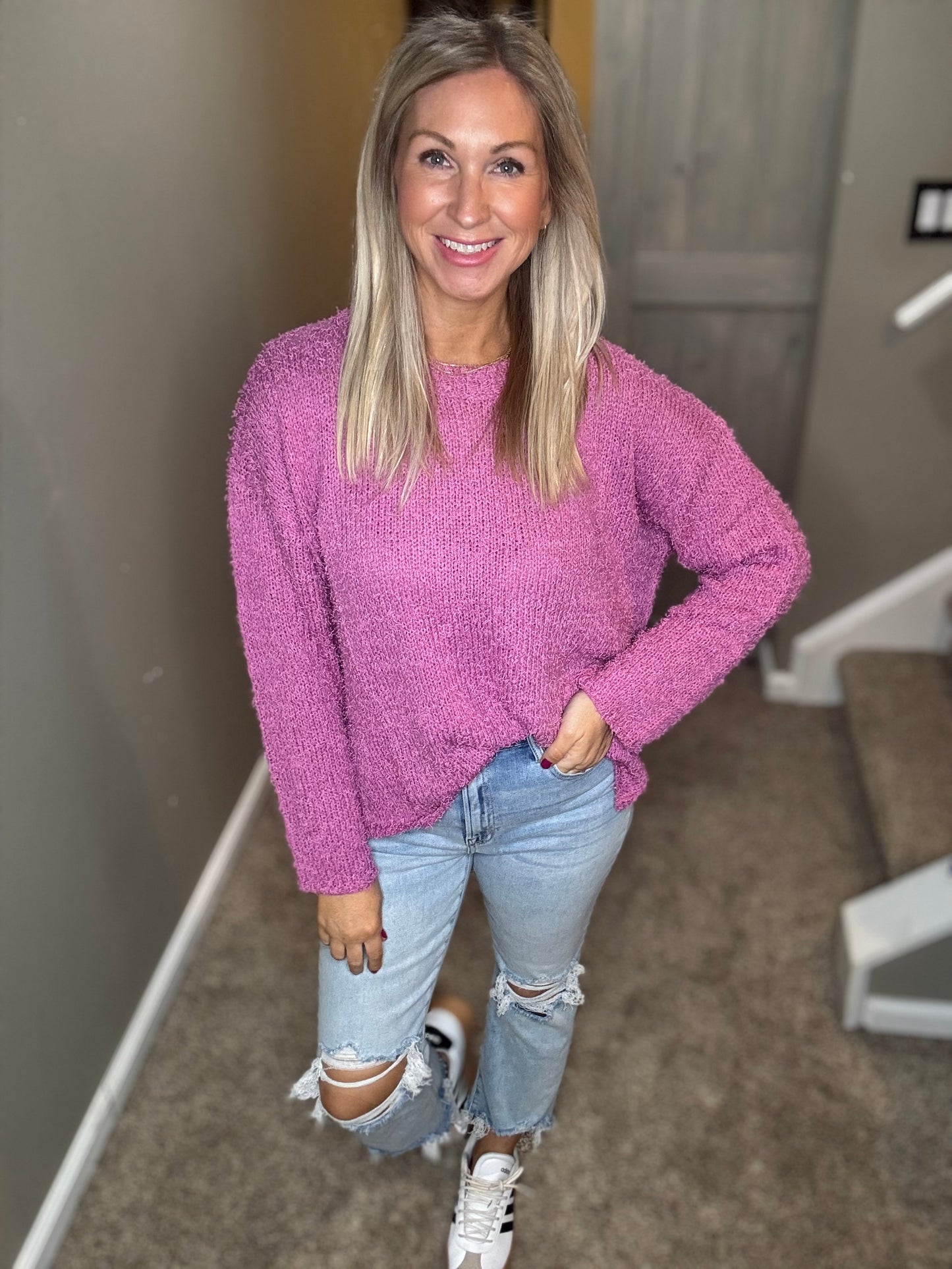 Orchid Boucle Sweater