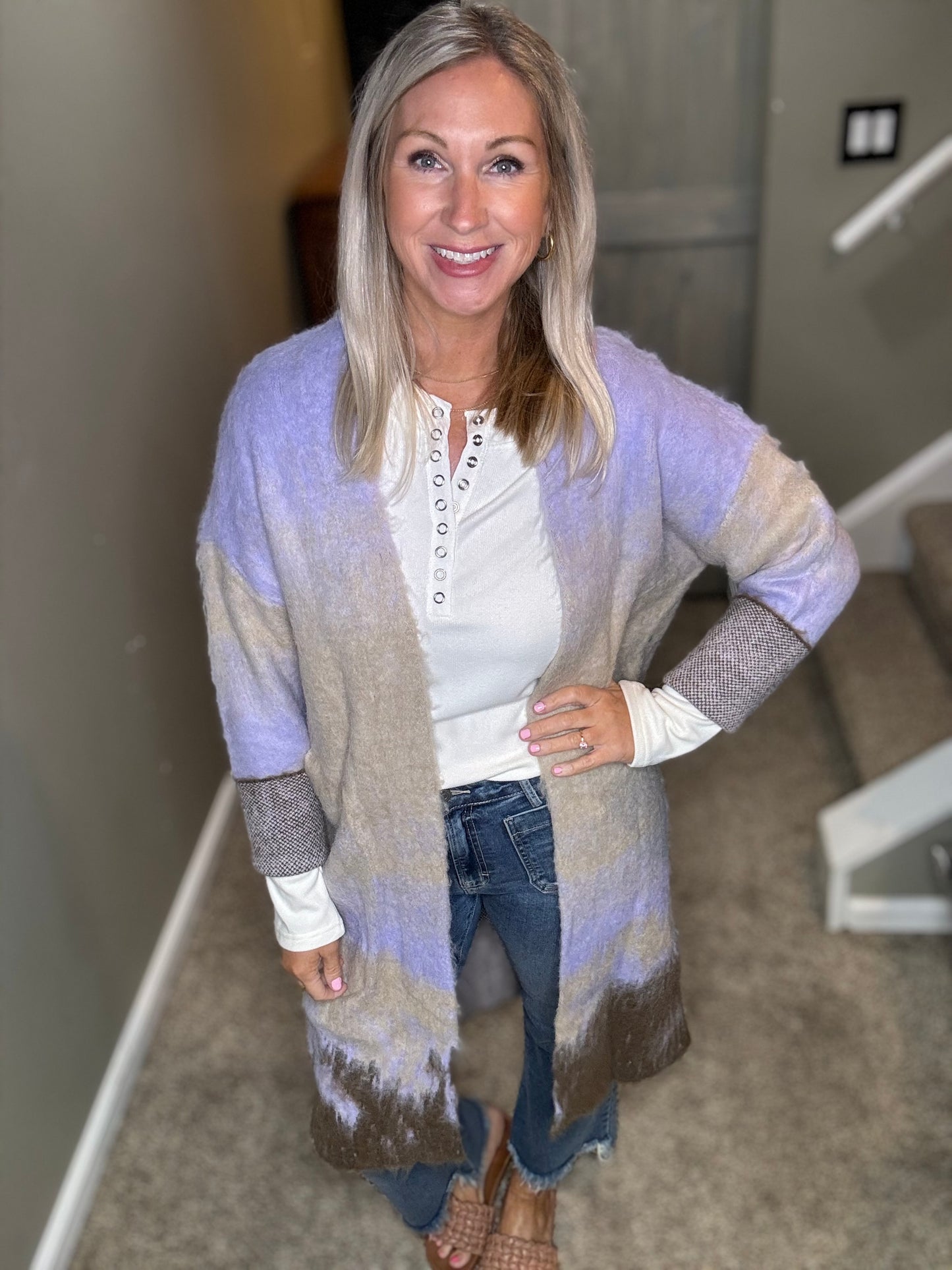 Lavender Taupe Sweater Coat
