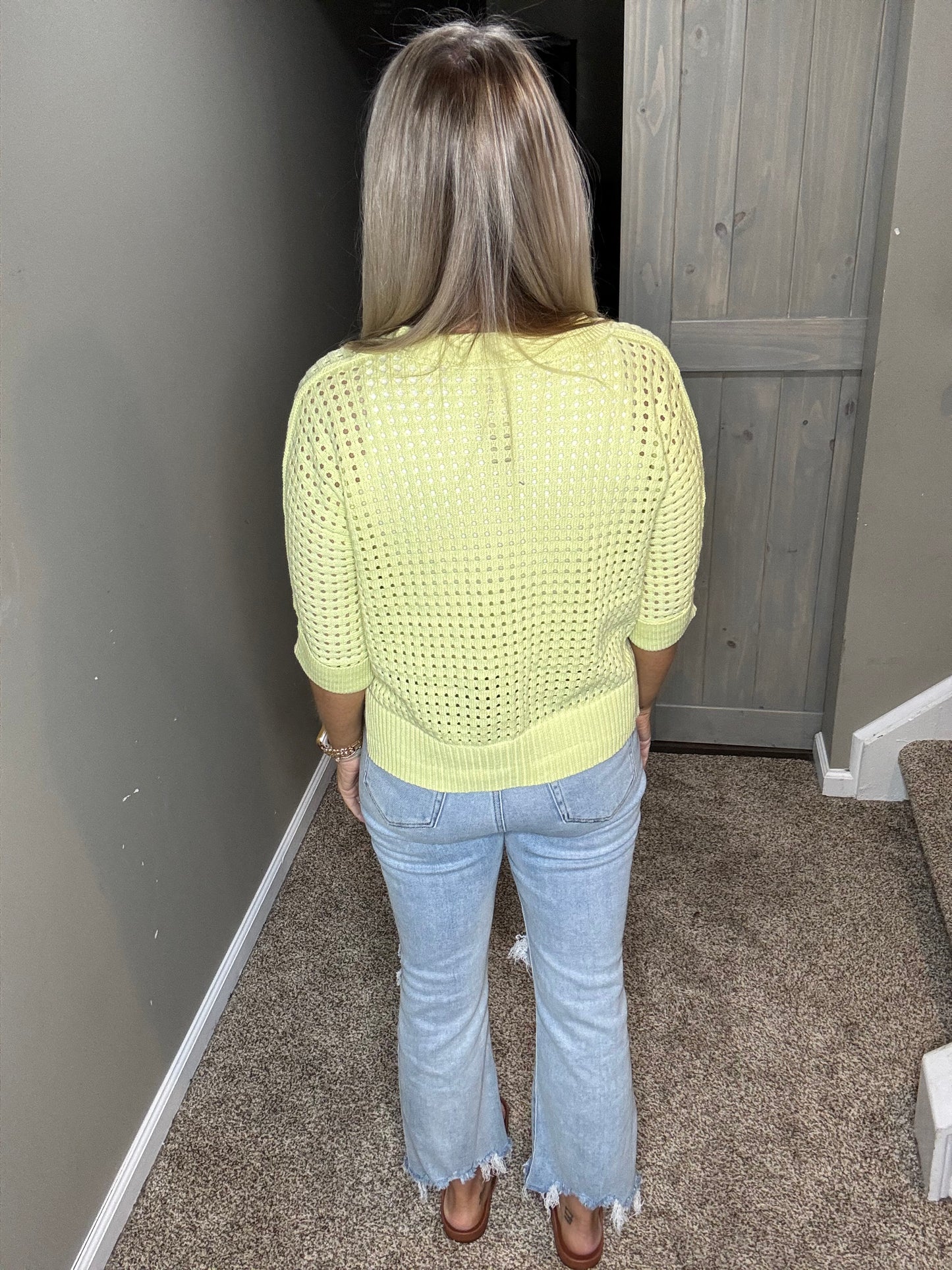 Lime Open Knit Sweater