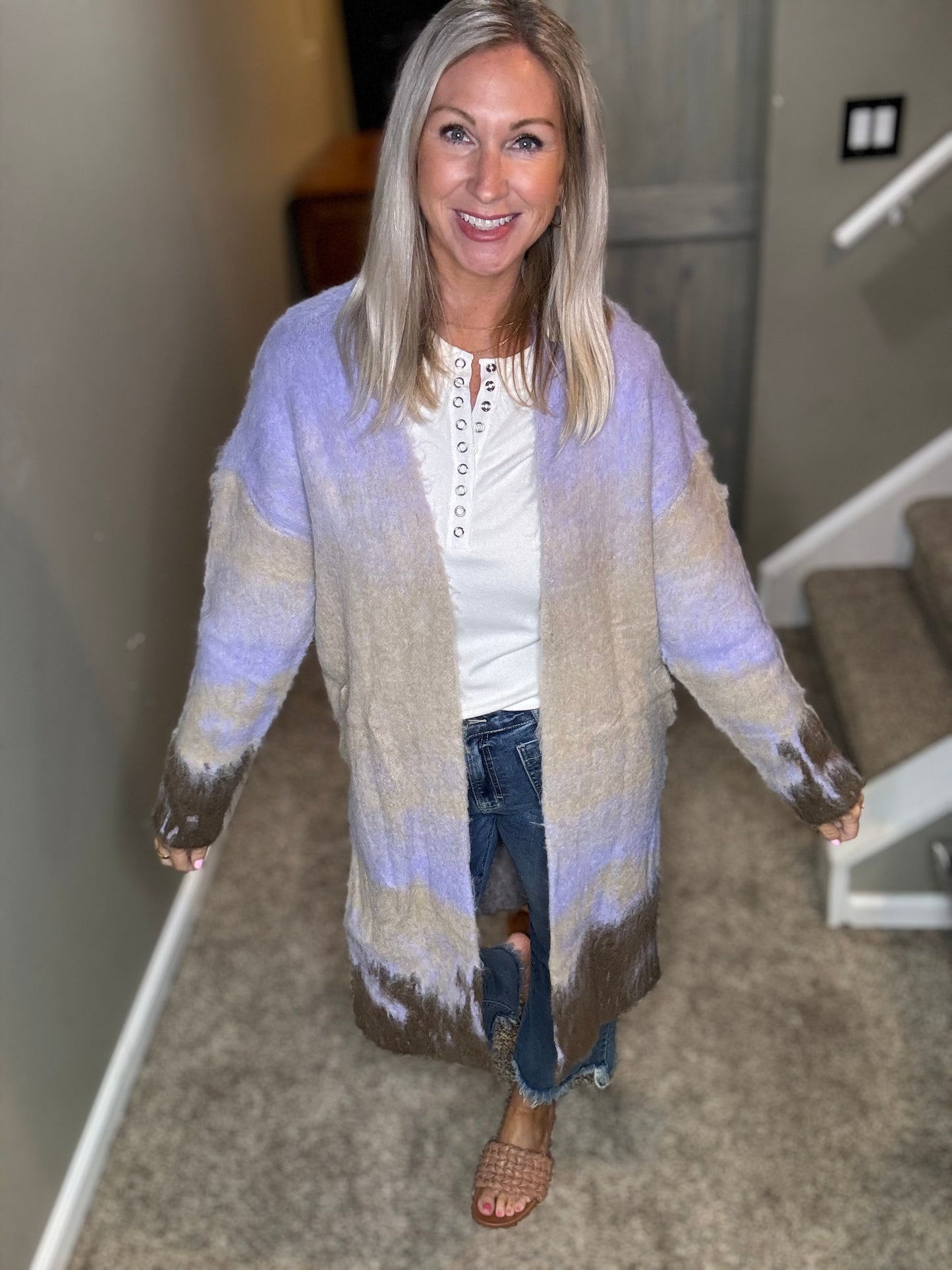 Lavender Taupe Sweater Coat