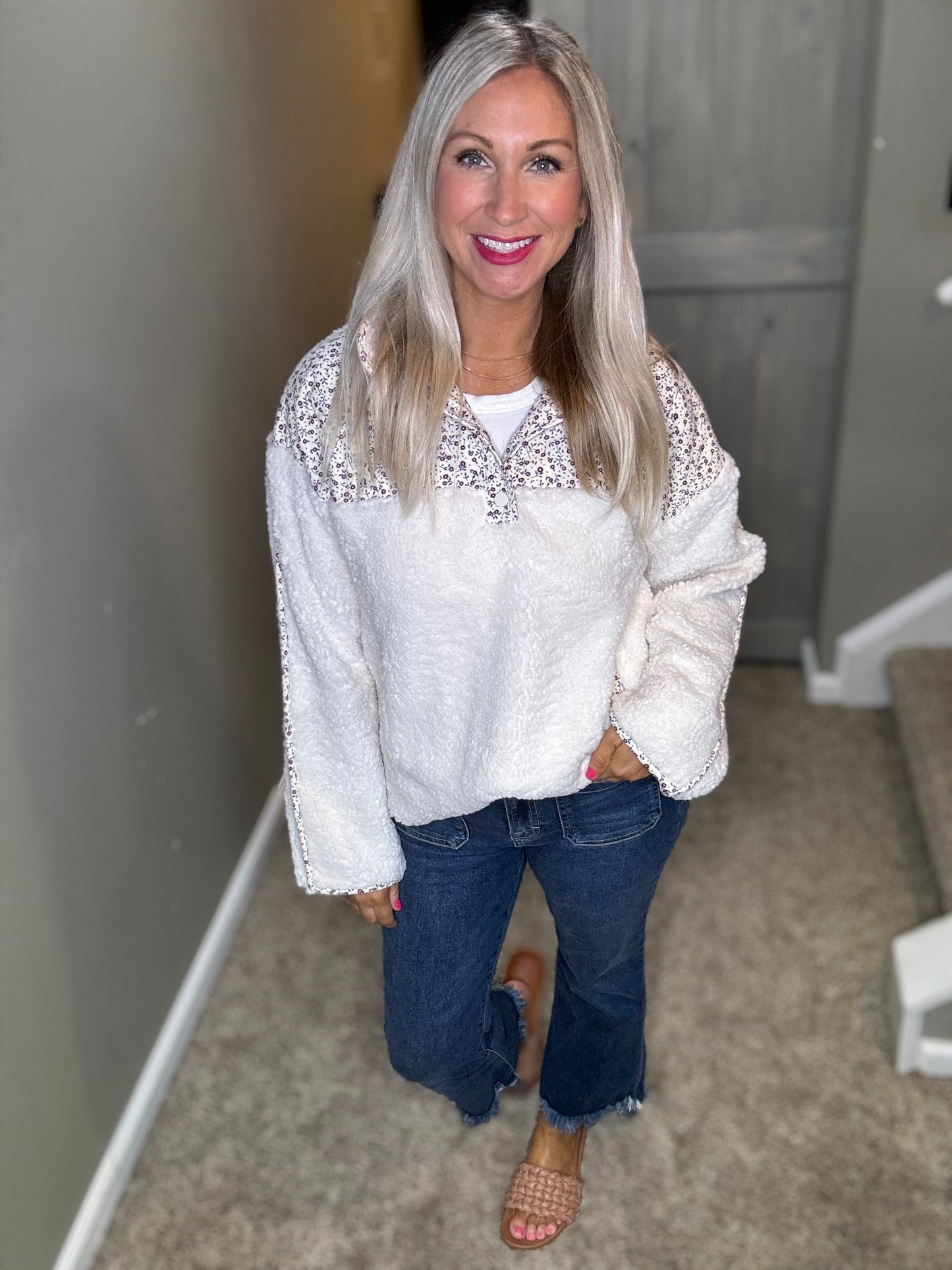 Cream Fleece Pullover