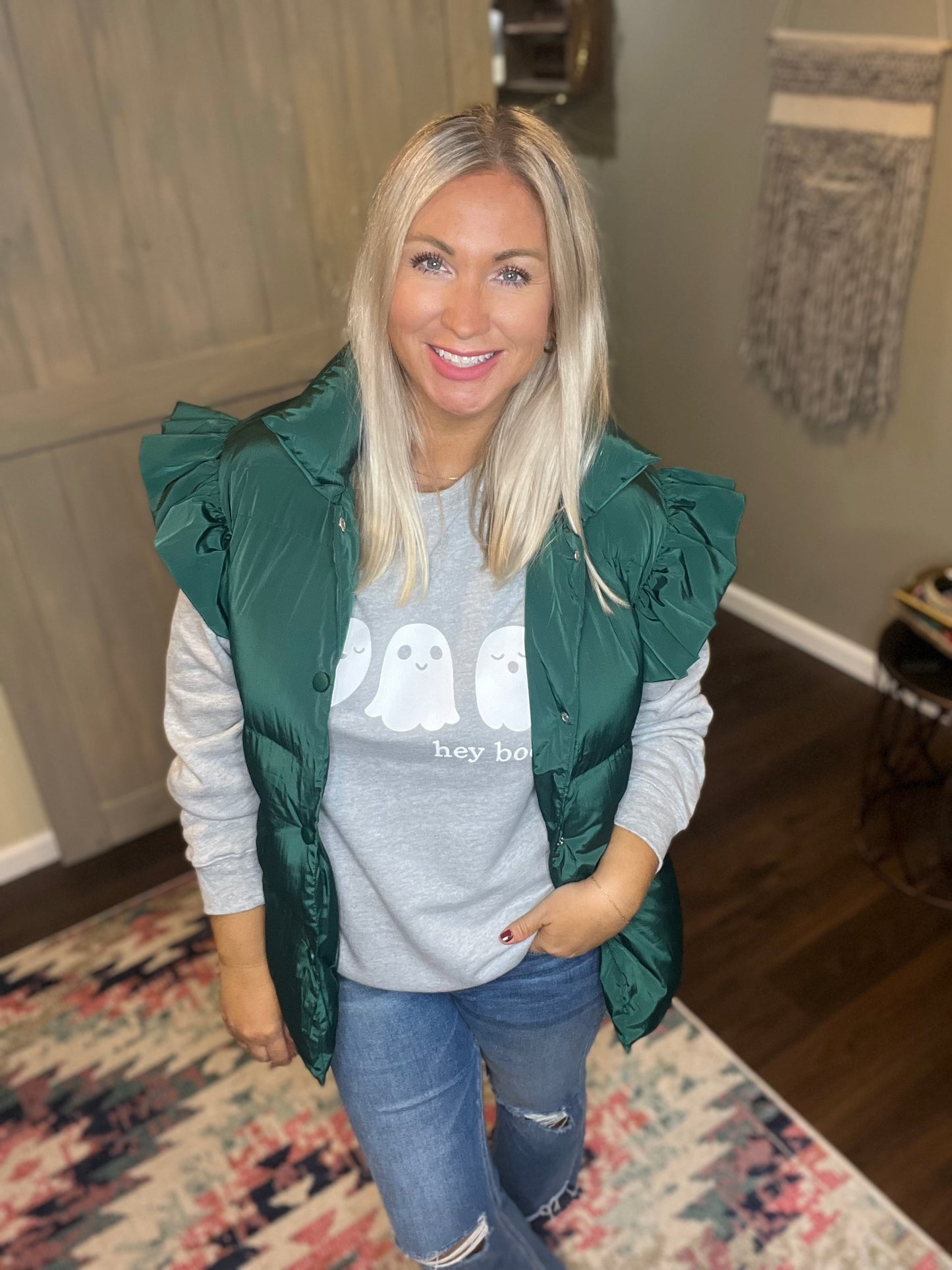 Ruffle Sleeve Puffy Vest