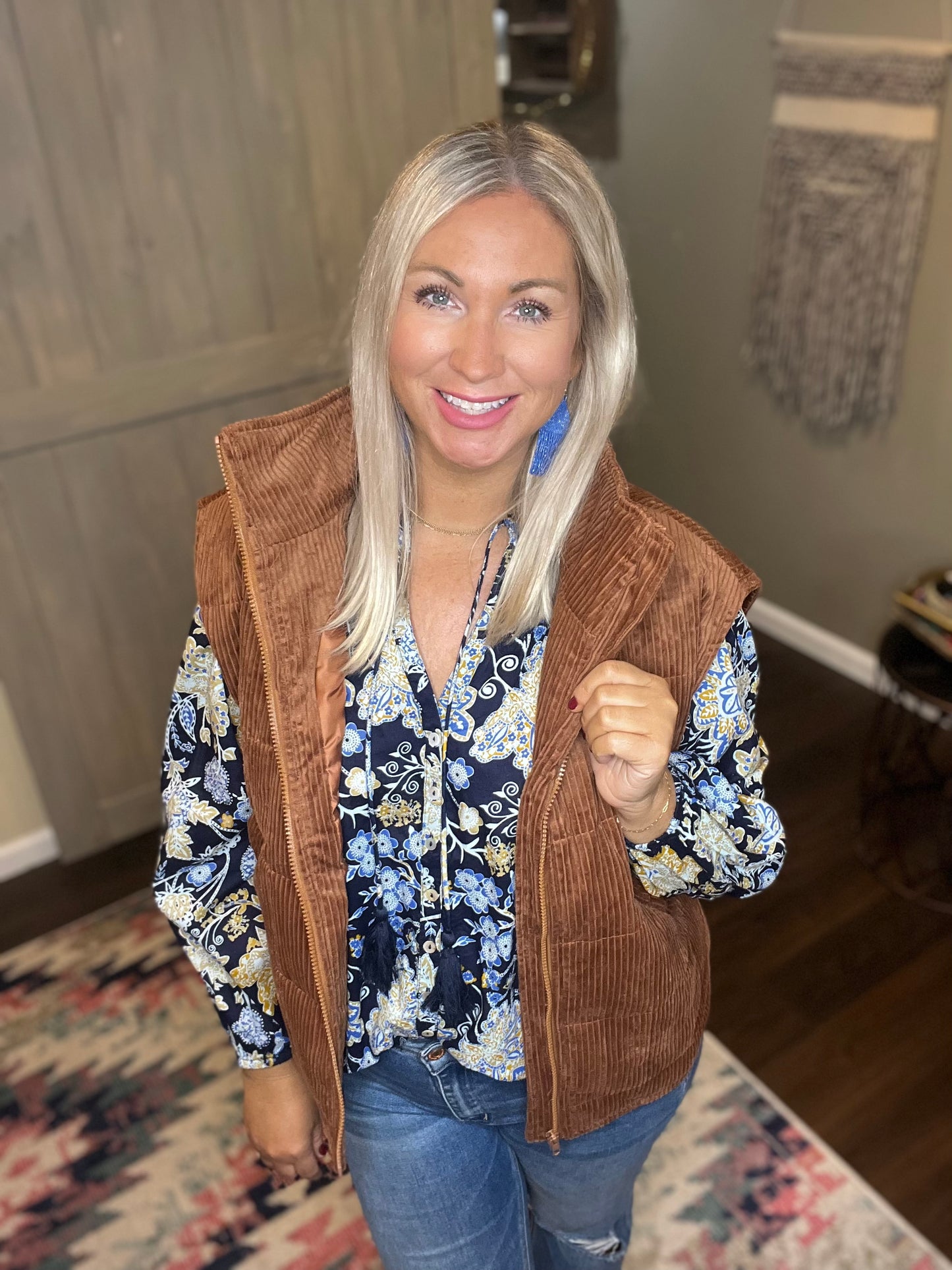 Corduroy Quilted Puffer Vest