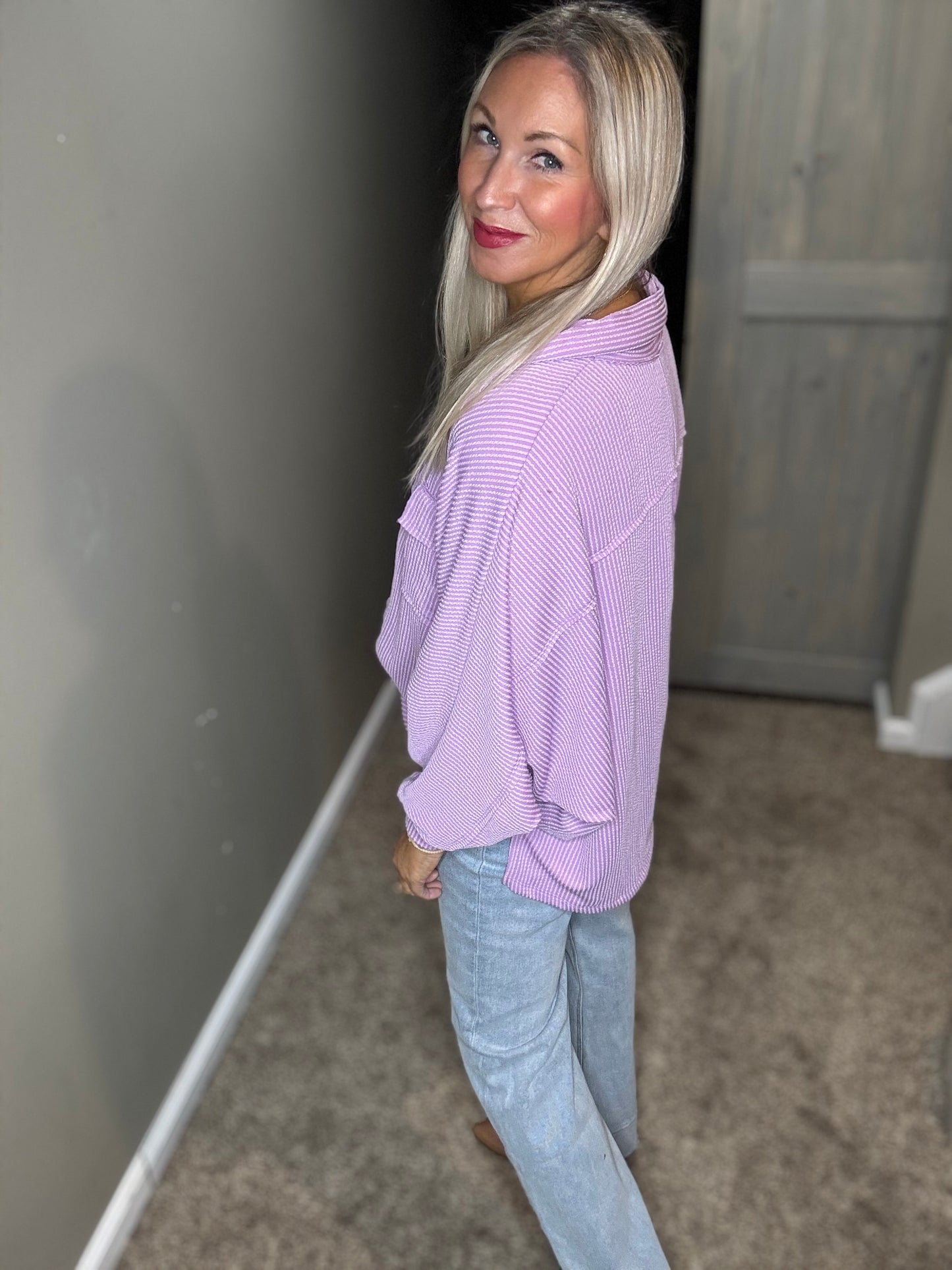 Lavender Collar Top