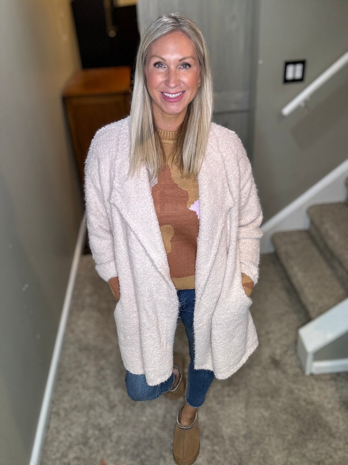 Fuzzy Winter White Cardigan