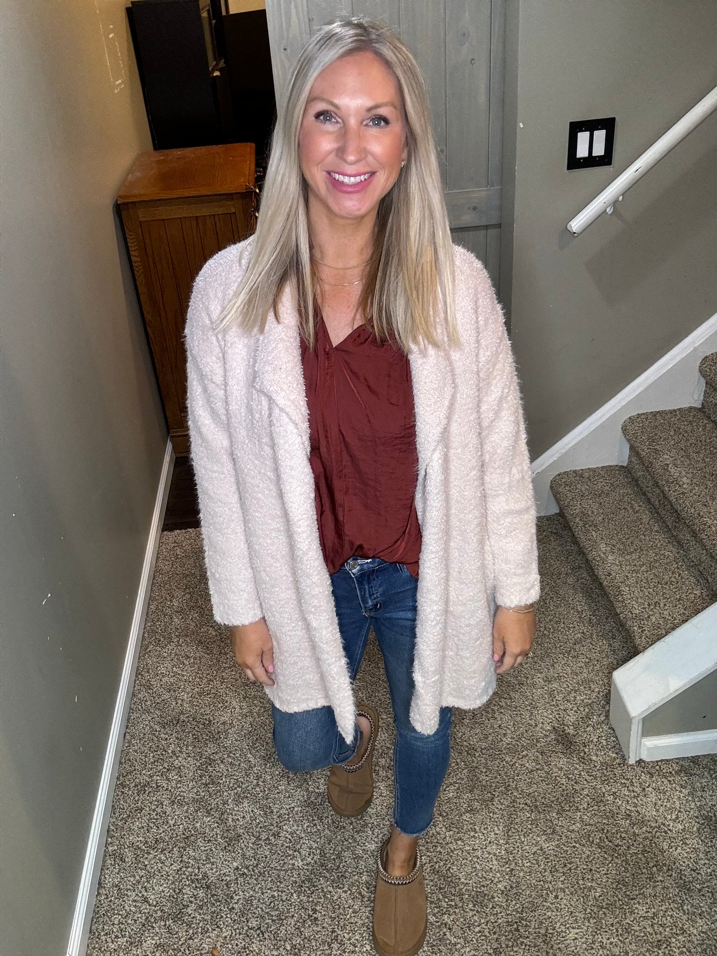 Fuzzy Winter White Cardigan