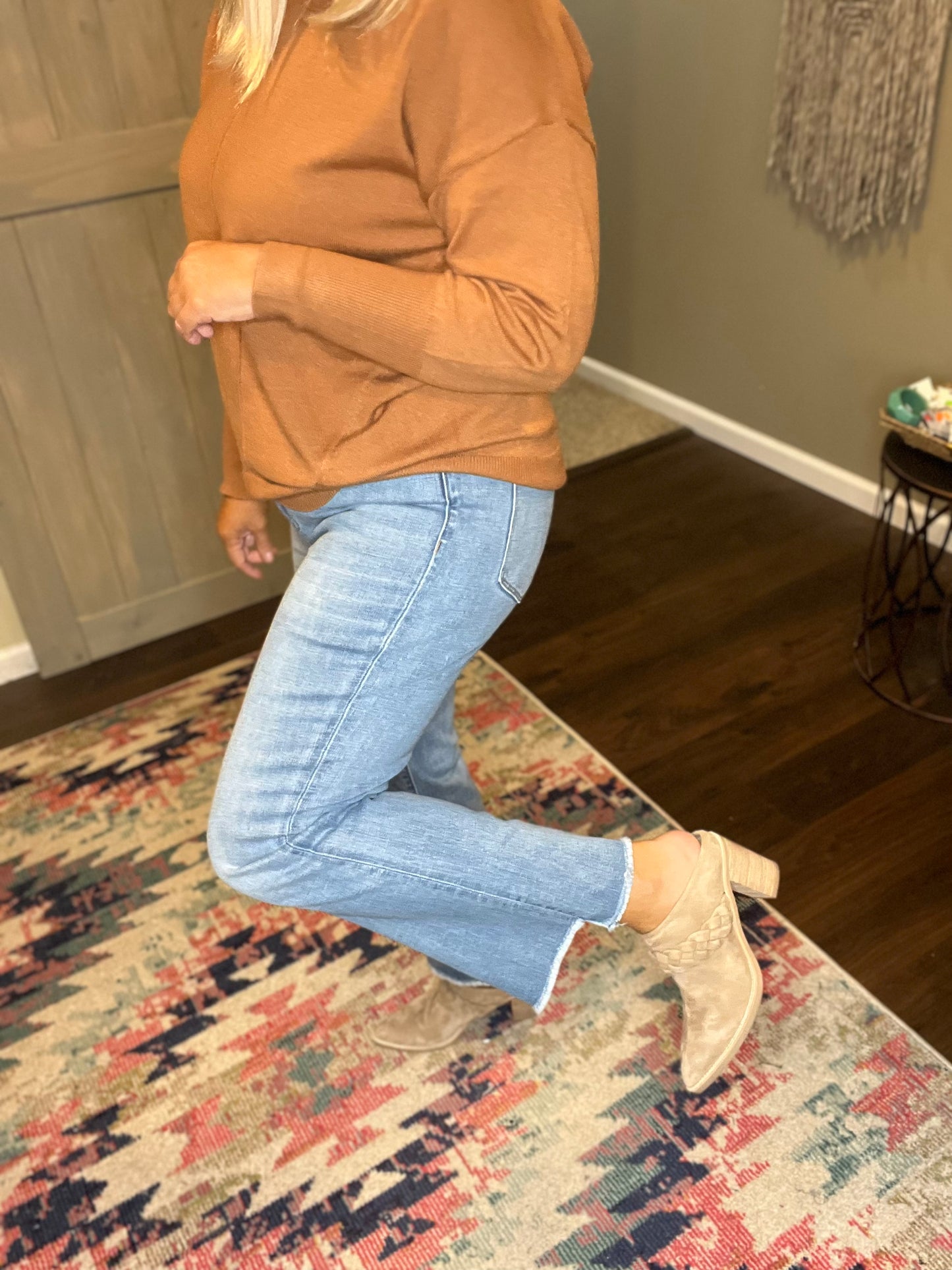 High Rise Crop Flare Denim
