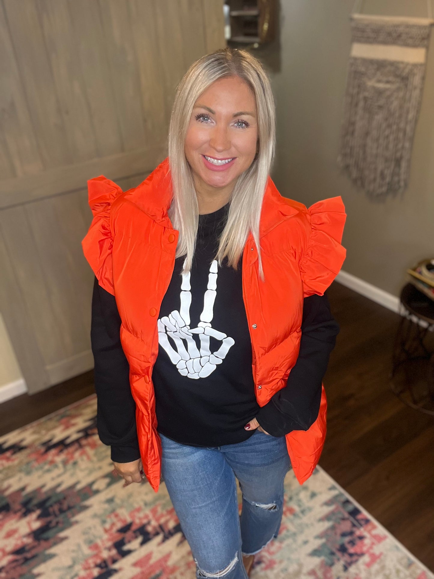 Ruffle Sleeve Puffy Vest
