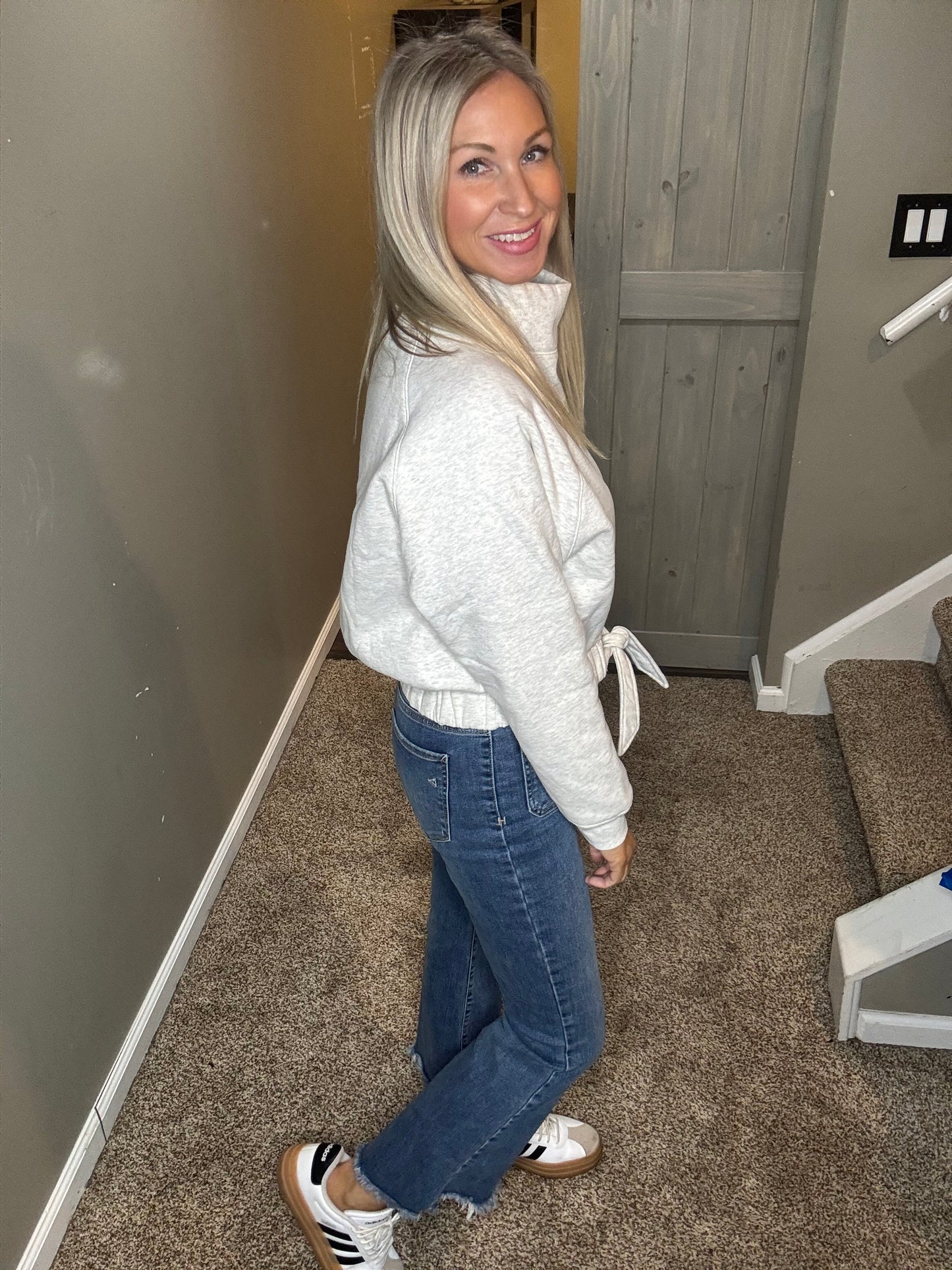 Tie Front Sweatshirt