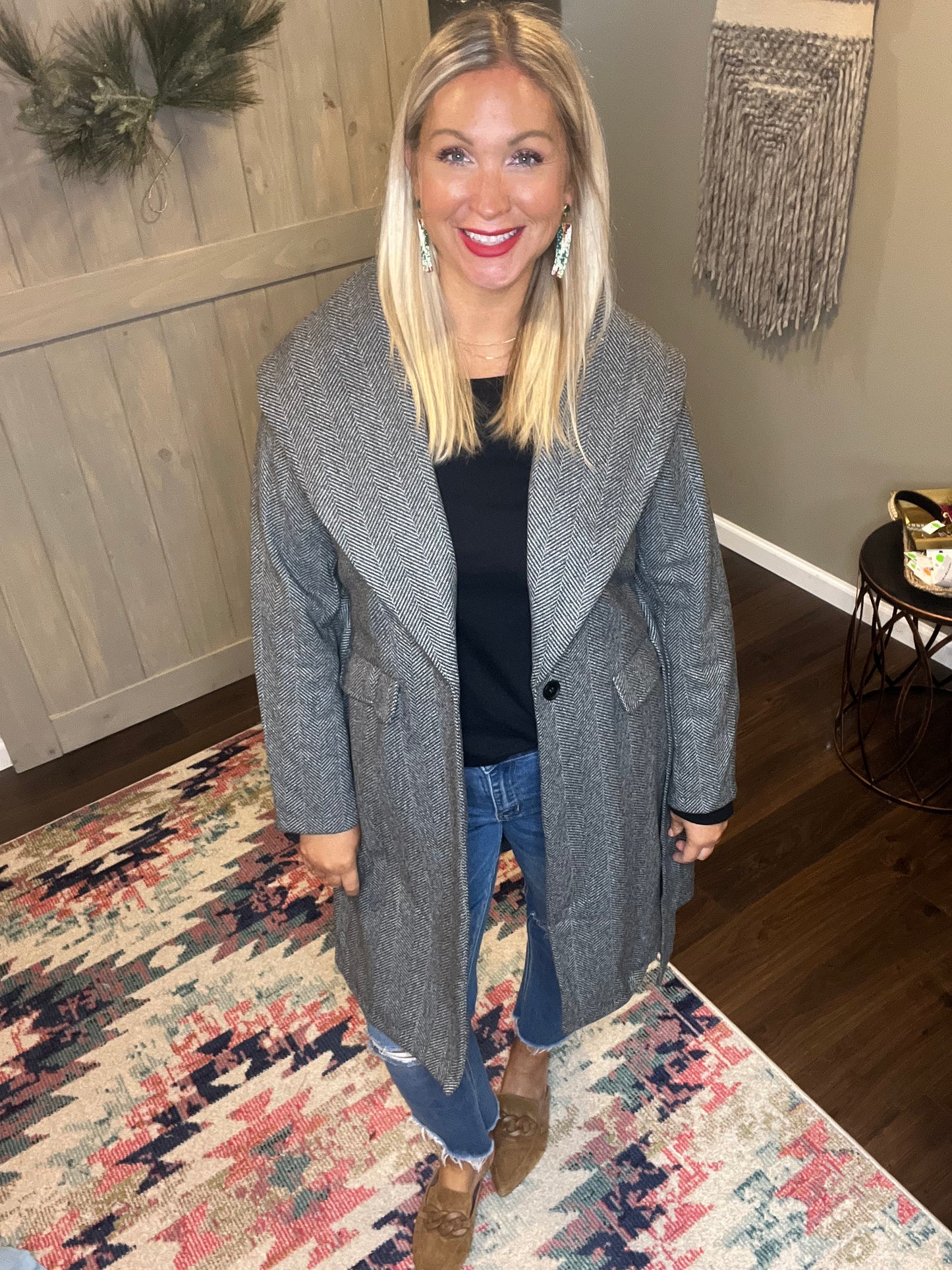 Herringbone Belted Coat