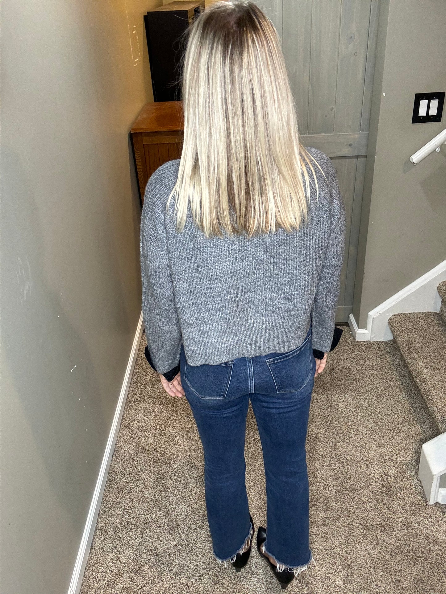 Grey Black Sweater Top