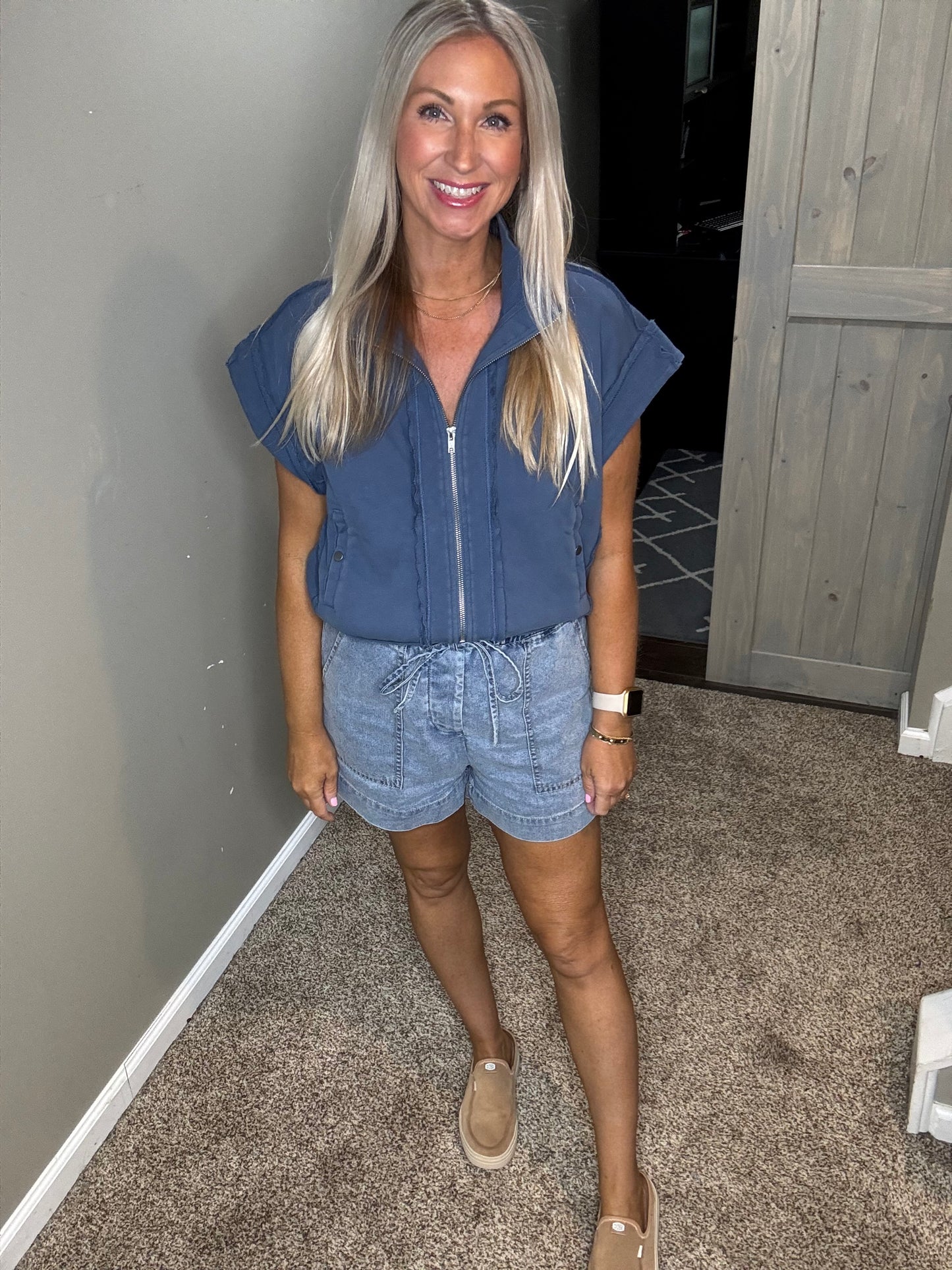Blue Zipper Top