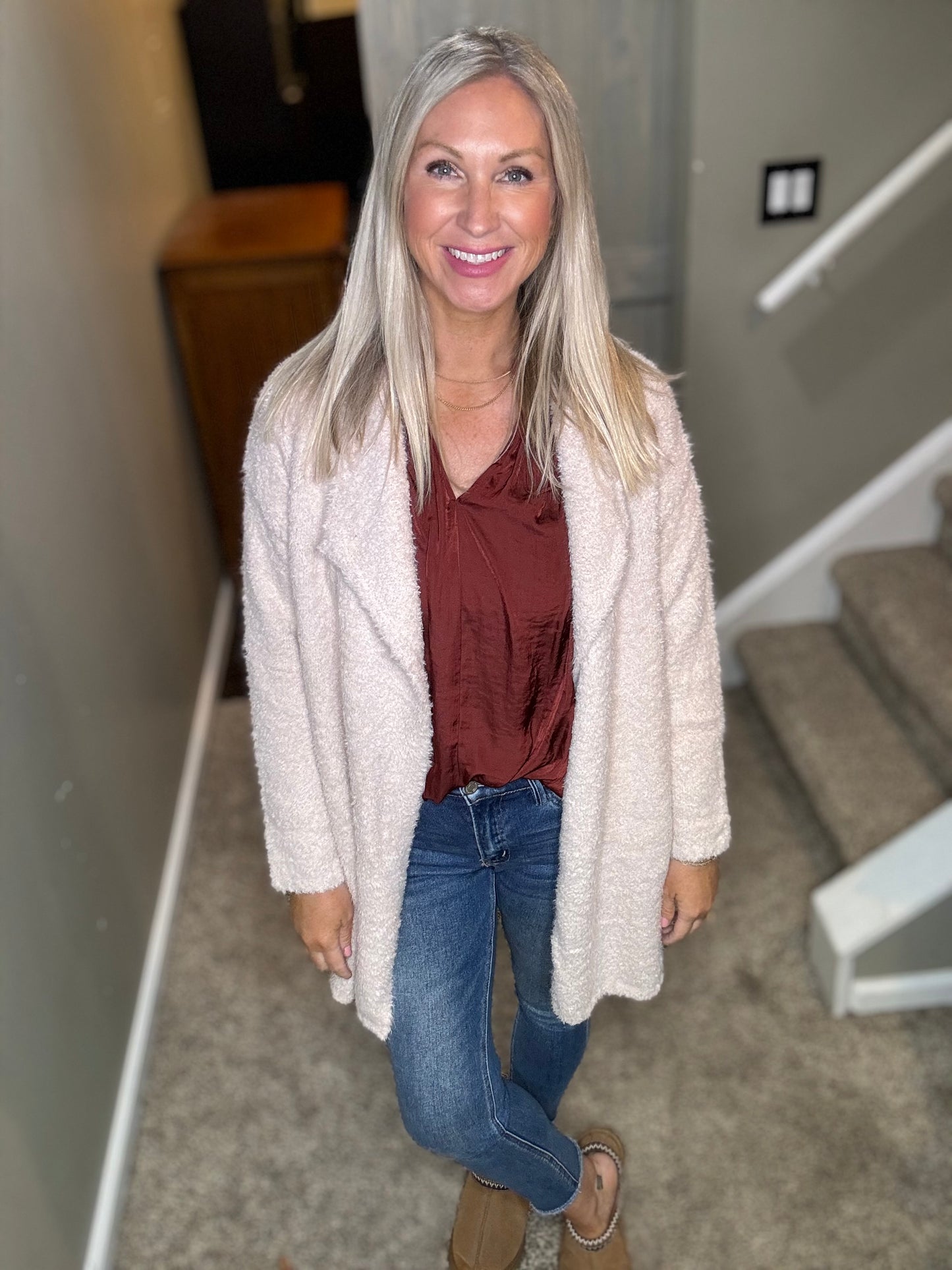 Fuzzy Winter White Cardigan