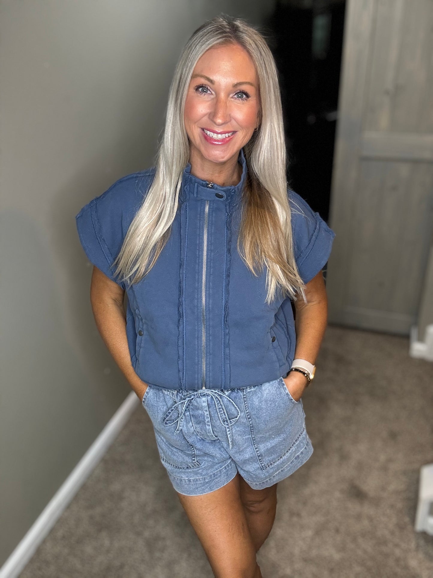 Blue Zipper Top