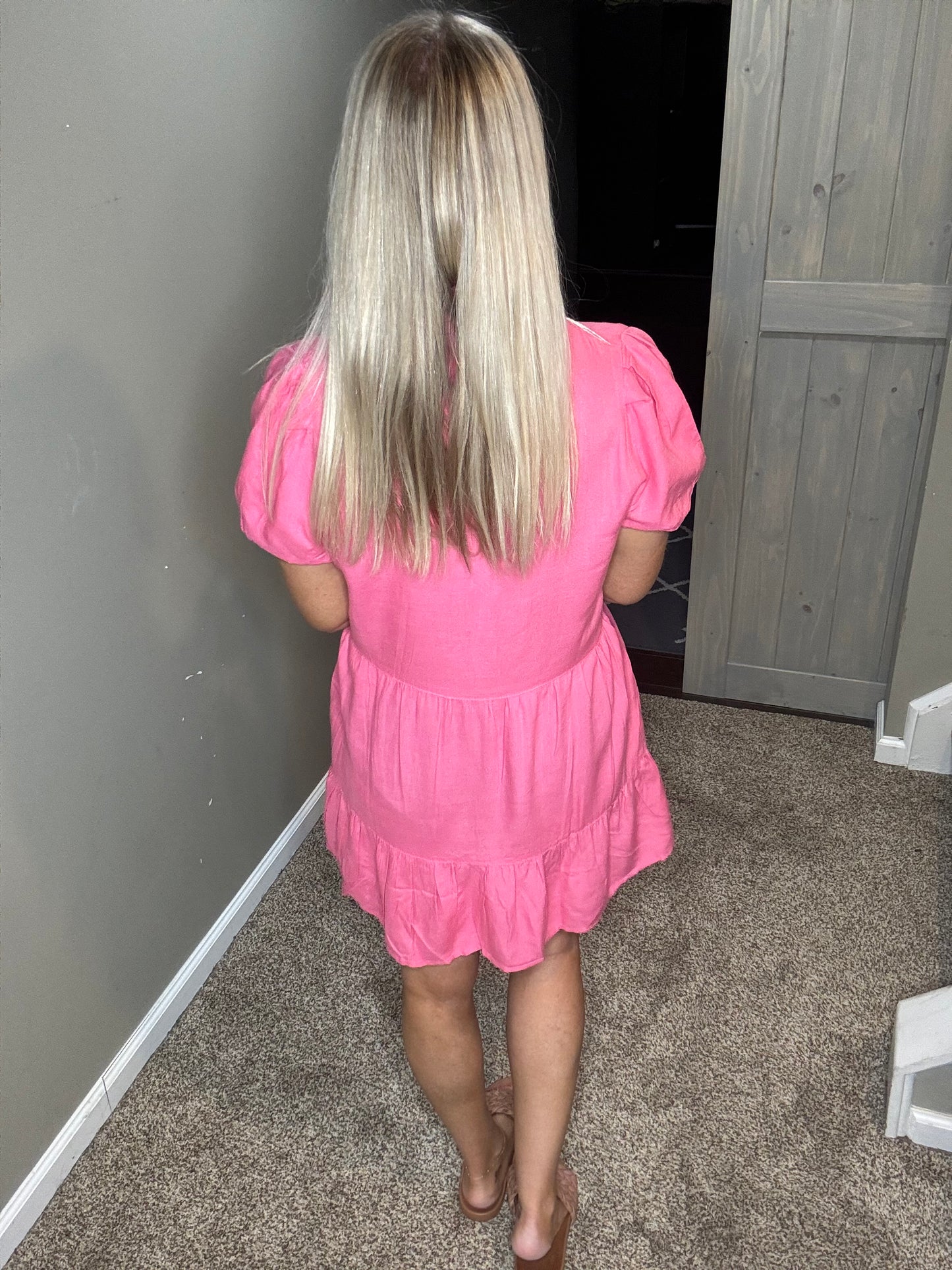 Pink Puff Sleeve Dress