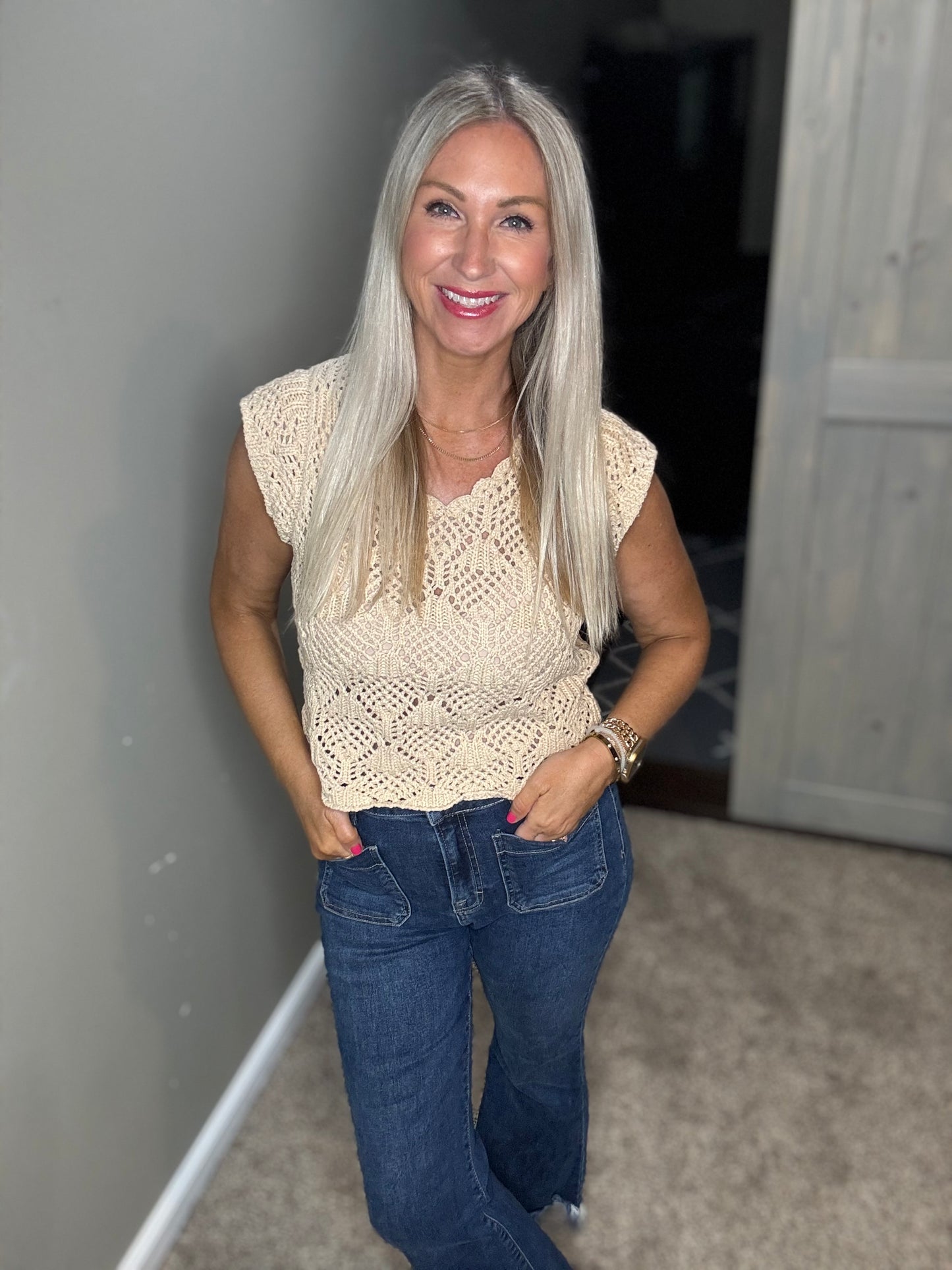 Sand Cap Sleeve Crochet Top