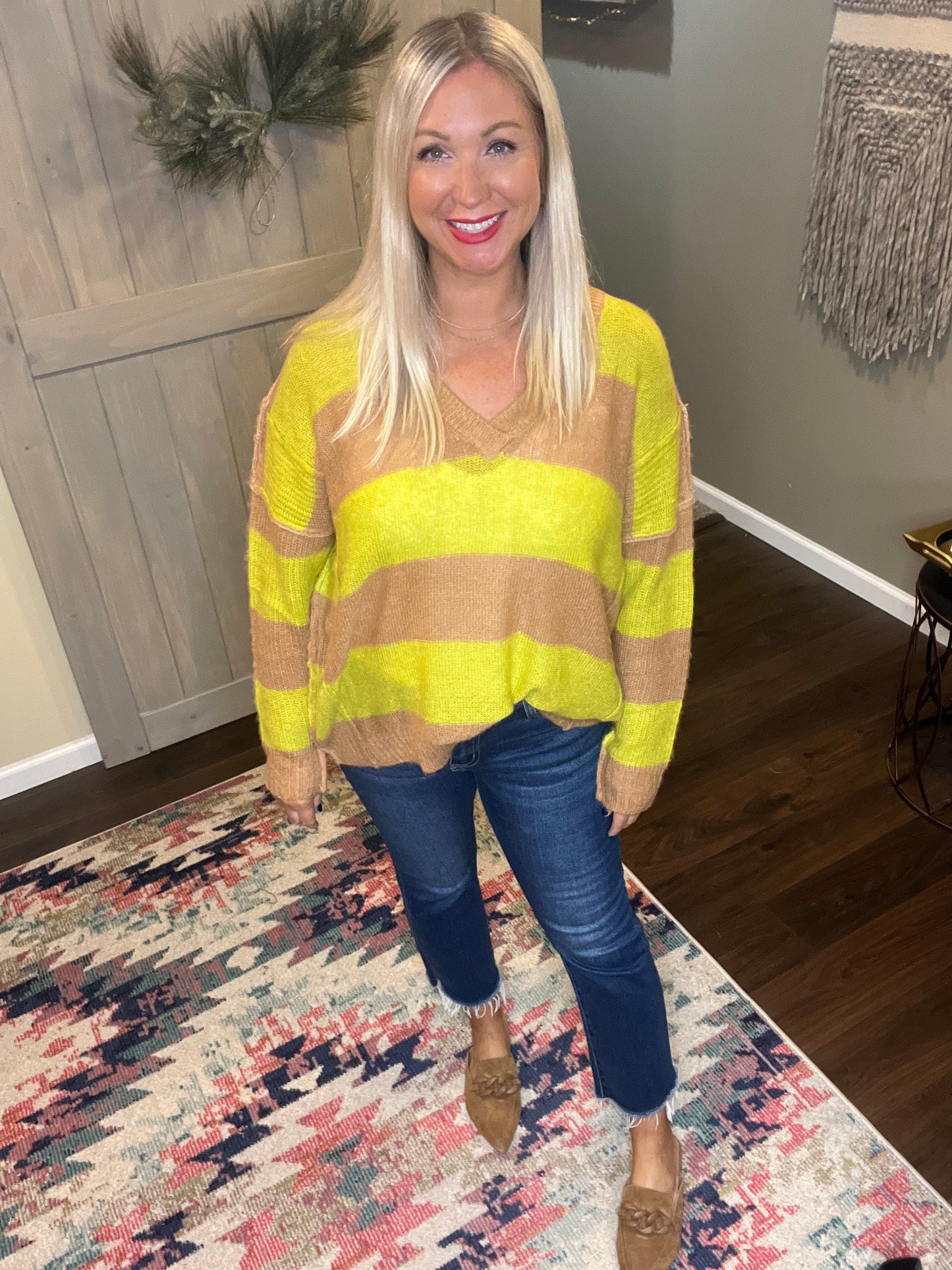 Lime Mocha Striped Sweater