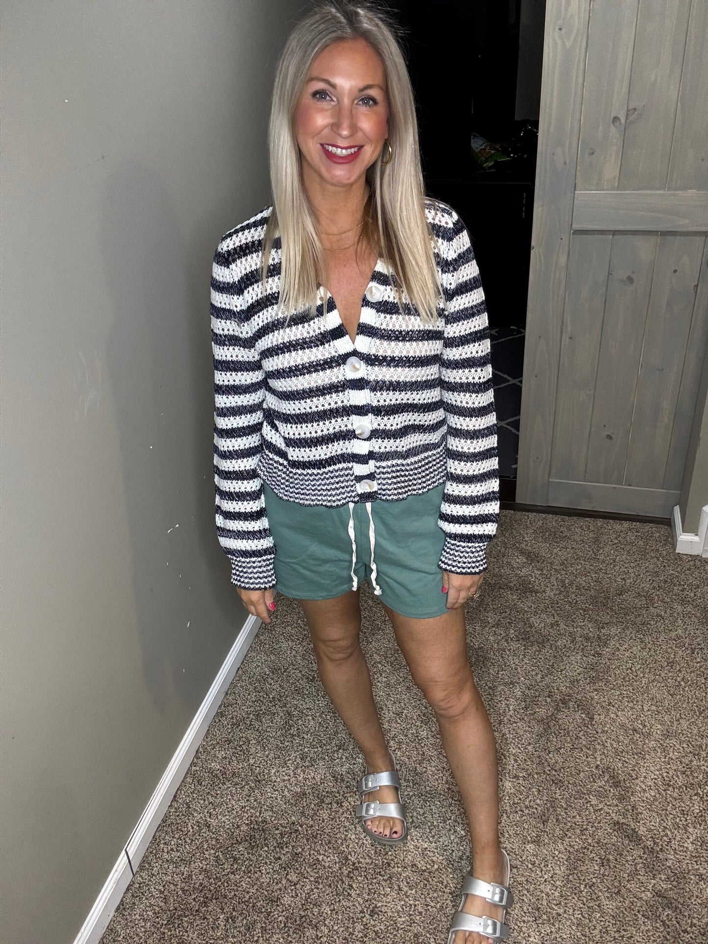 Navy Striped Cardigan