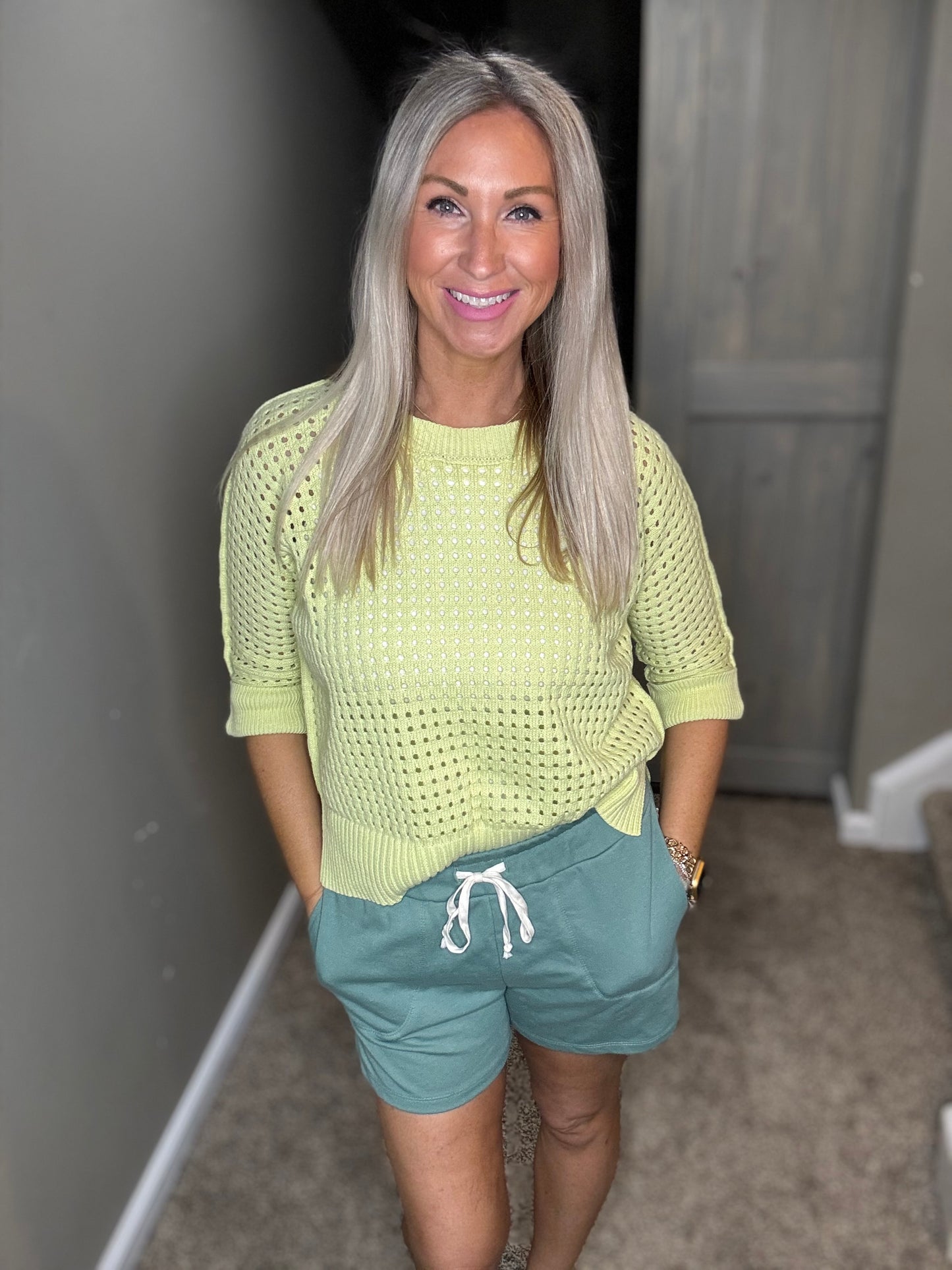 Lime Open Knit Sweater