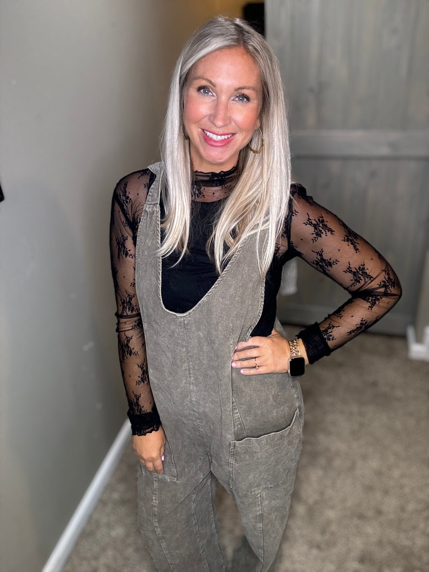 Mock Neck Lace Top