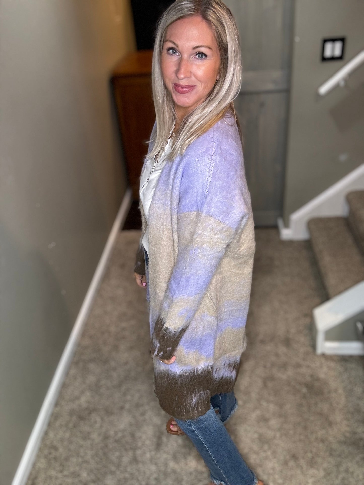 Lavender Taupe Sweater Coat