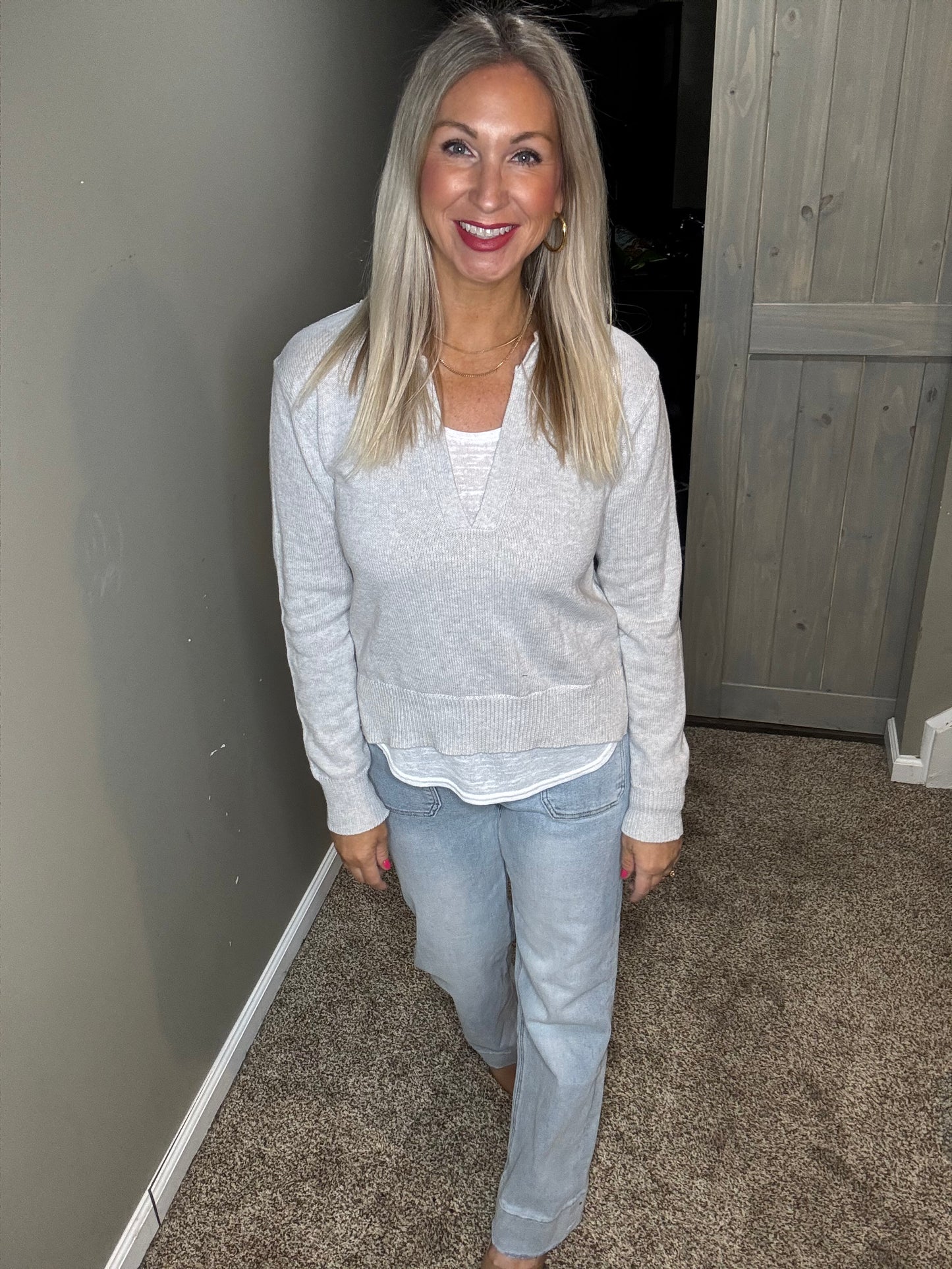 Light Grey Sweater Top