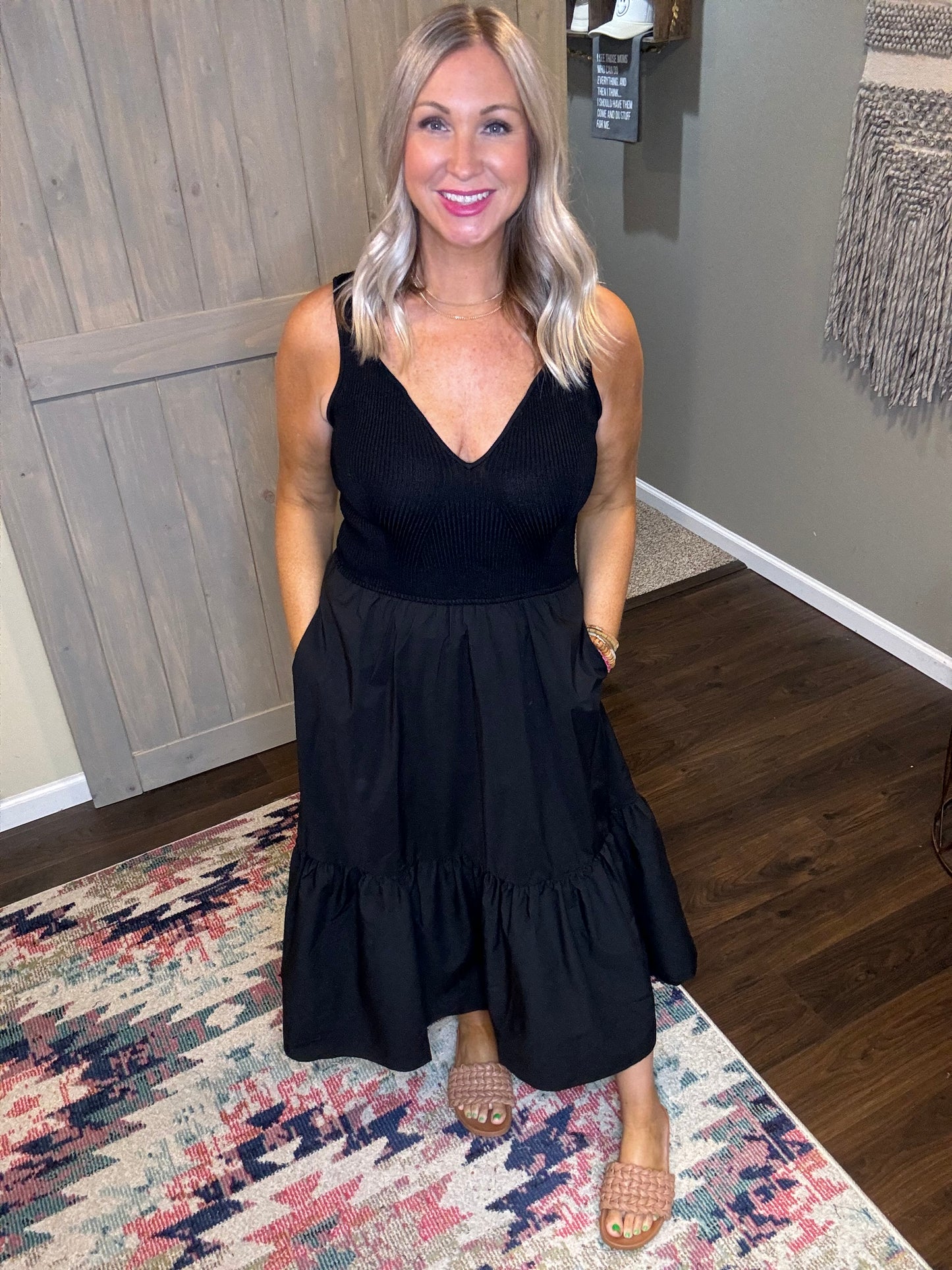 Black Summer Sweater Tank Maxi Dress