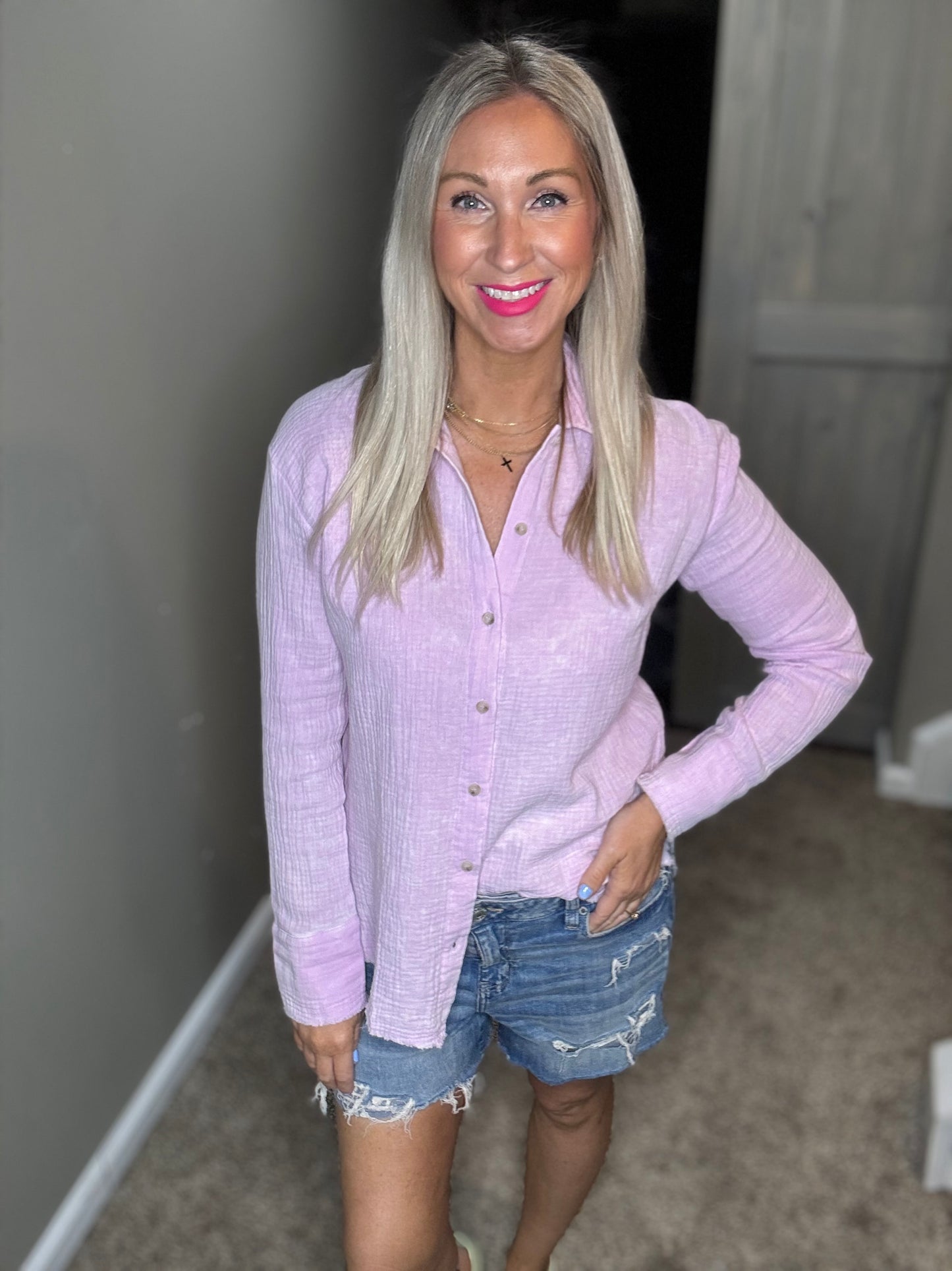 Lavender Gauze Top