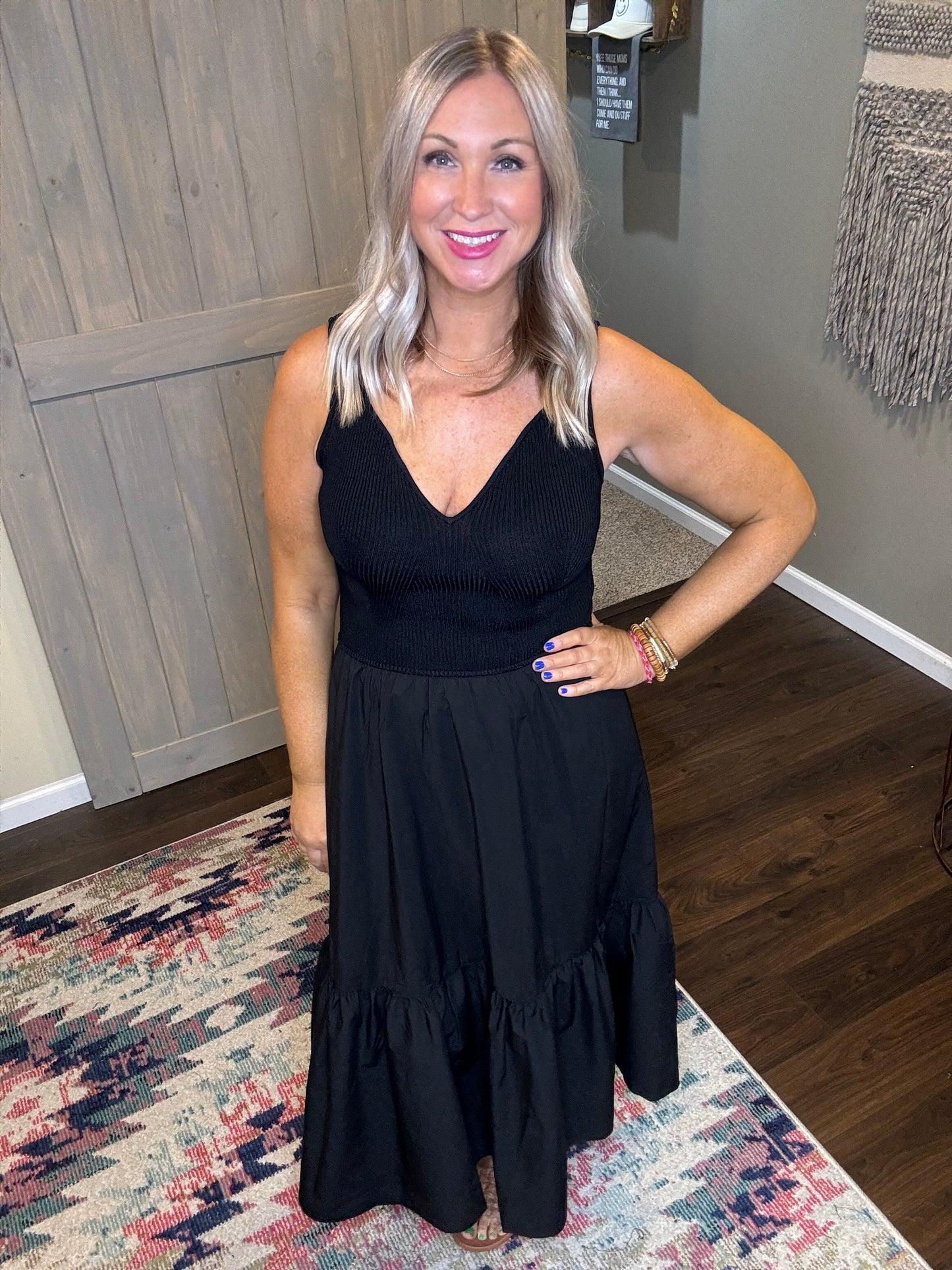 Black Summer Sweater Tank Maxi Dress