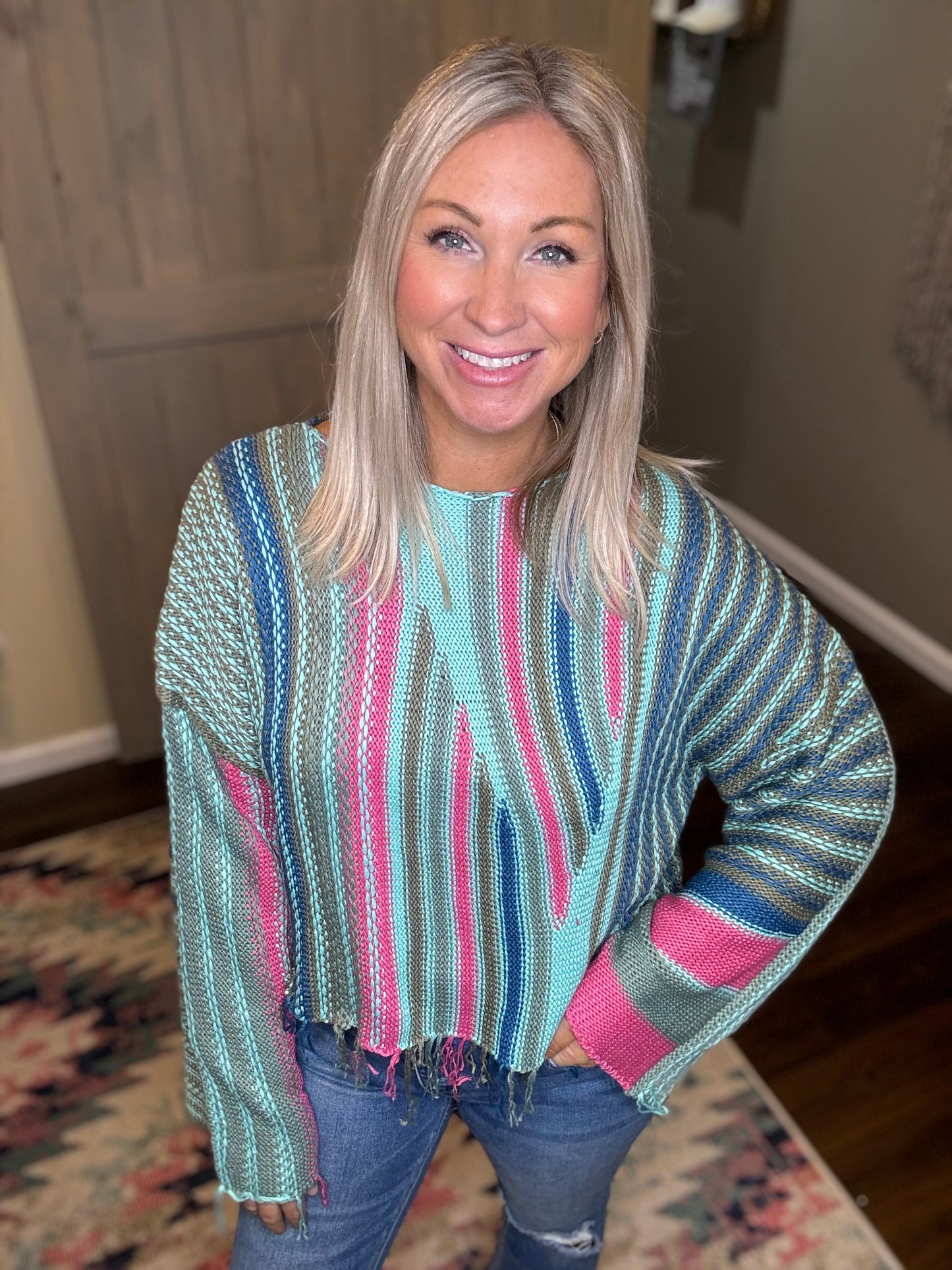 Turquoise Boho Sweater